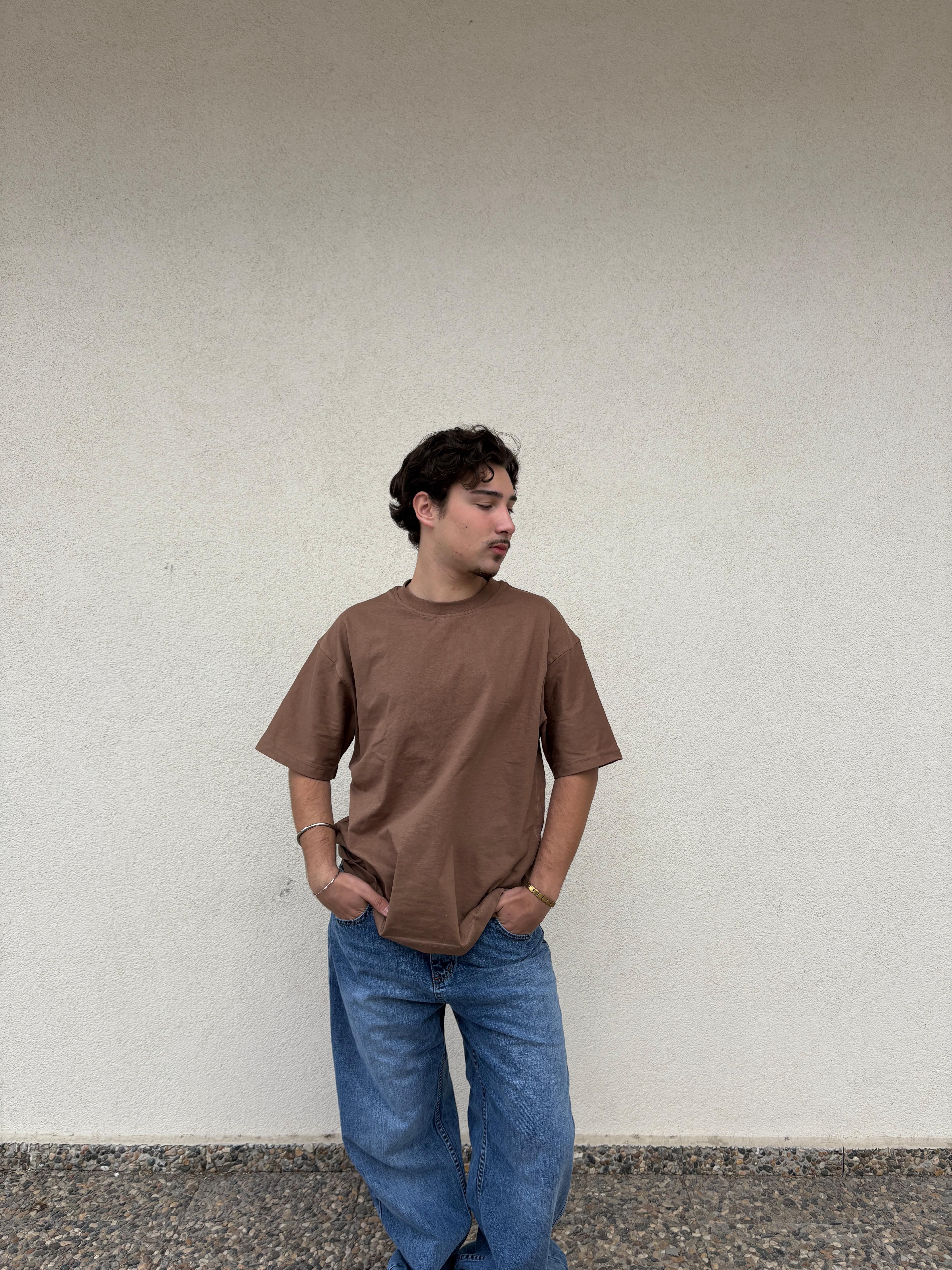 Brown Basic Heavyweight Oversize T-Shirt