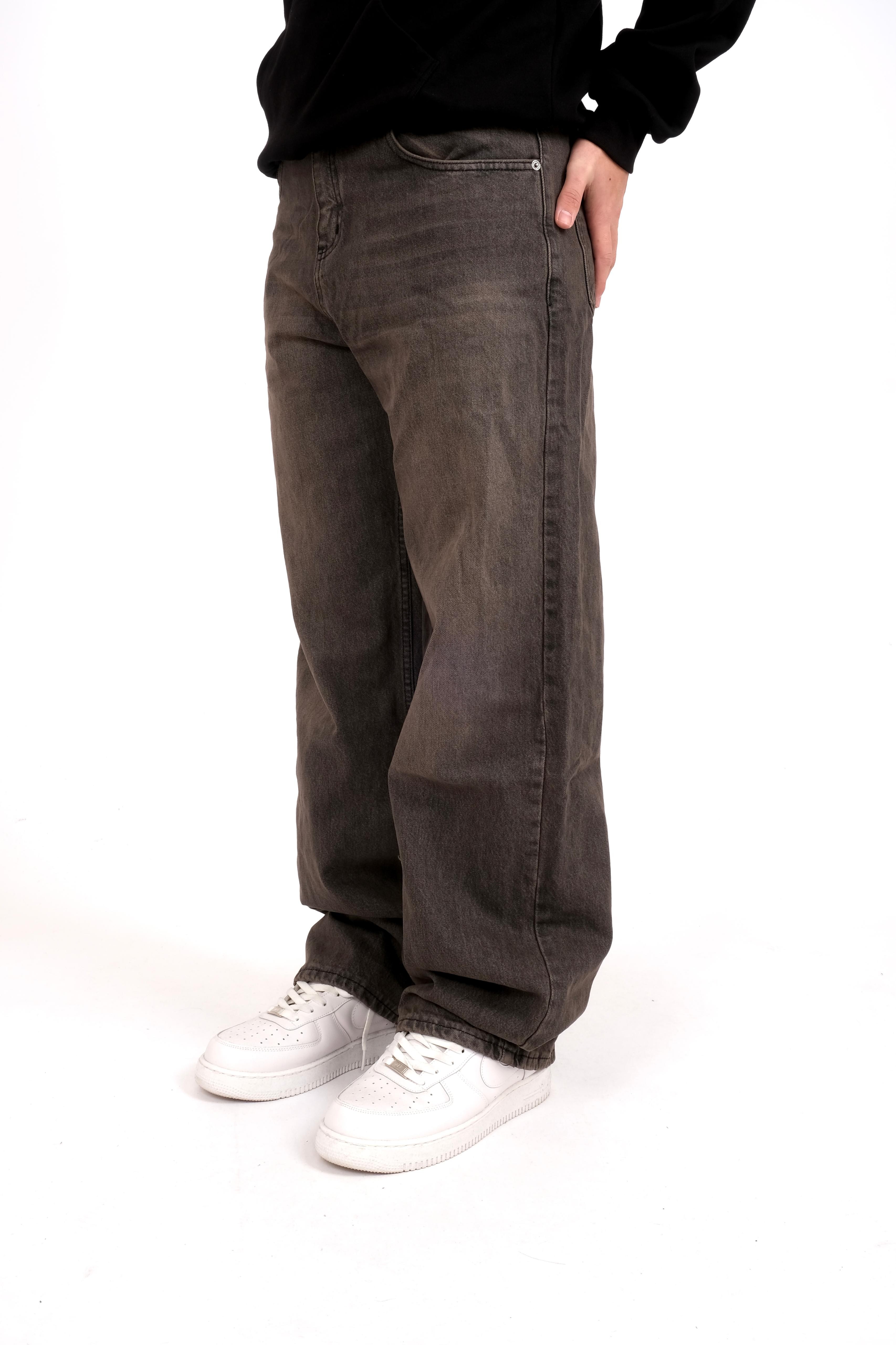 Dark Brown Washed Baggy Jeans