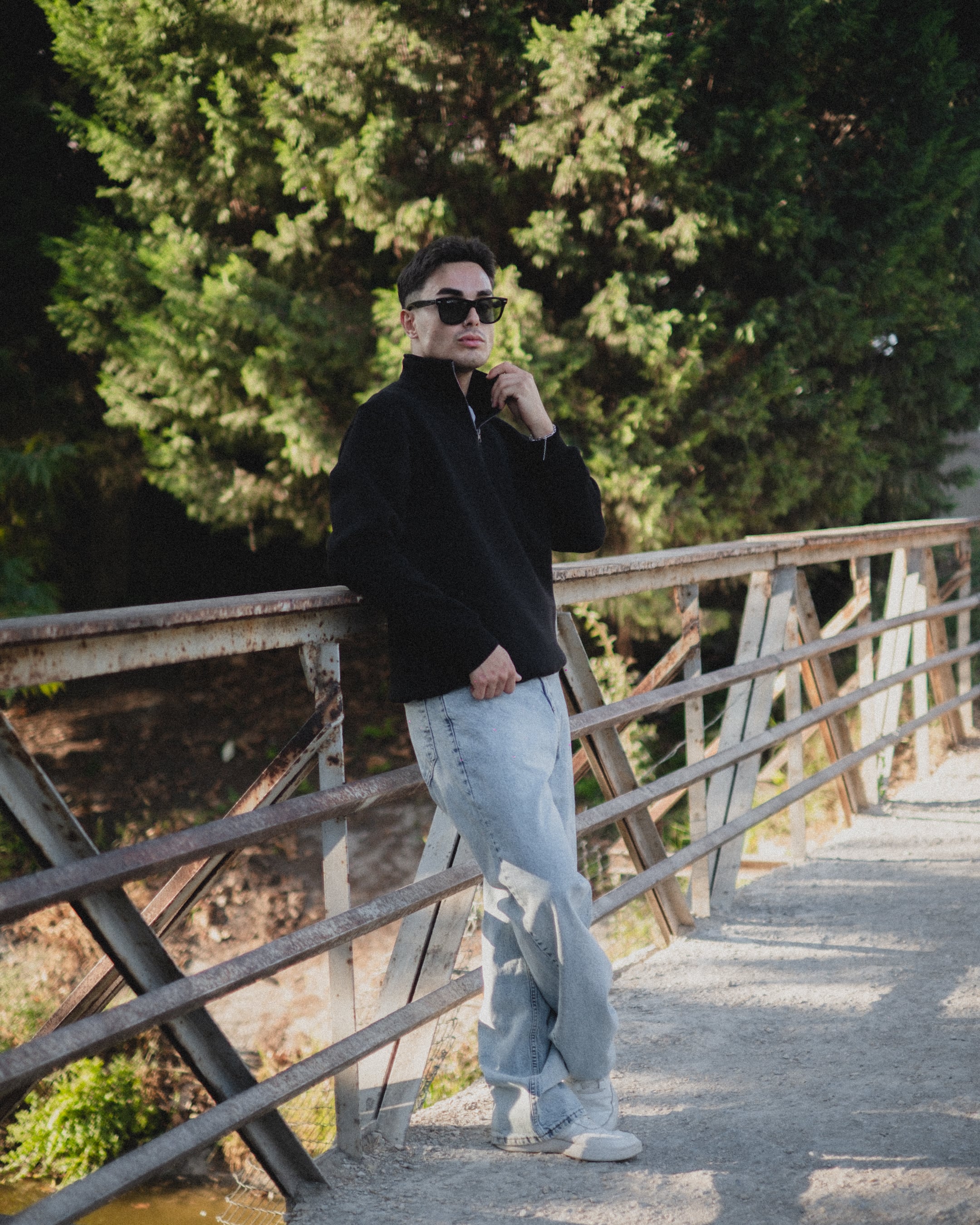 Half Zip Oversize Sweatshirt- Siyah