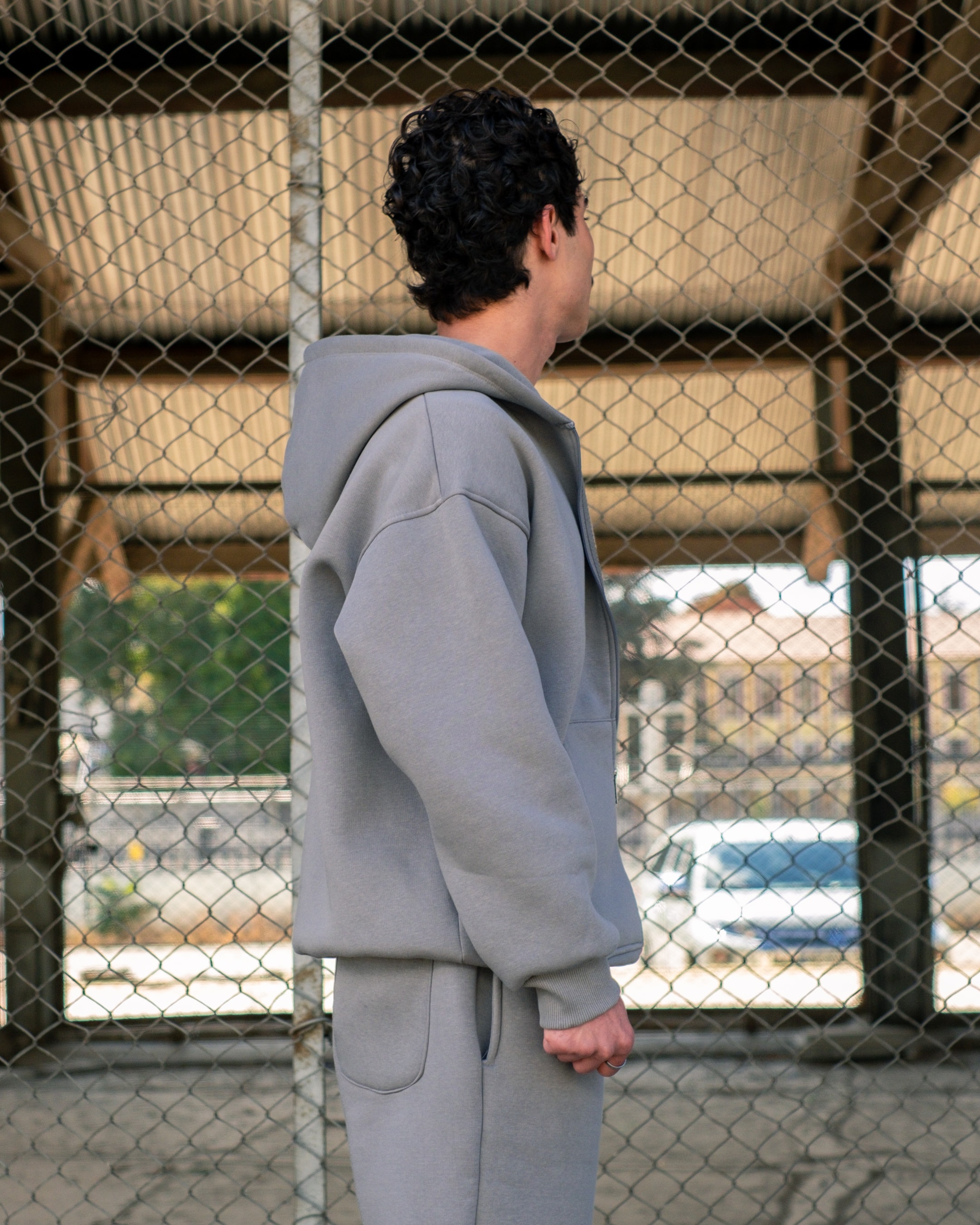 LUTE Premium Oversize Zip Hoodie-Duman Gri