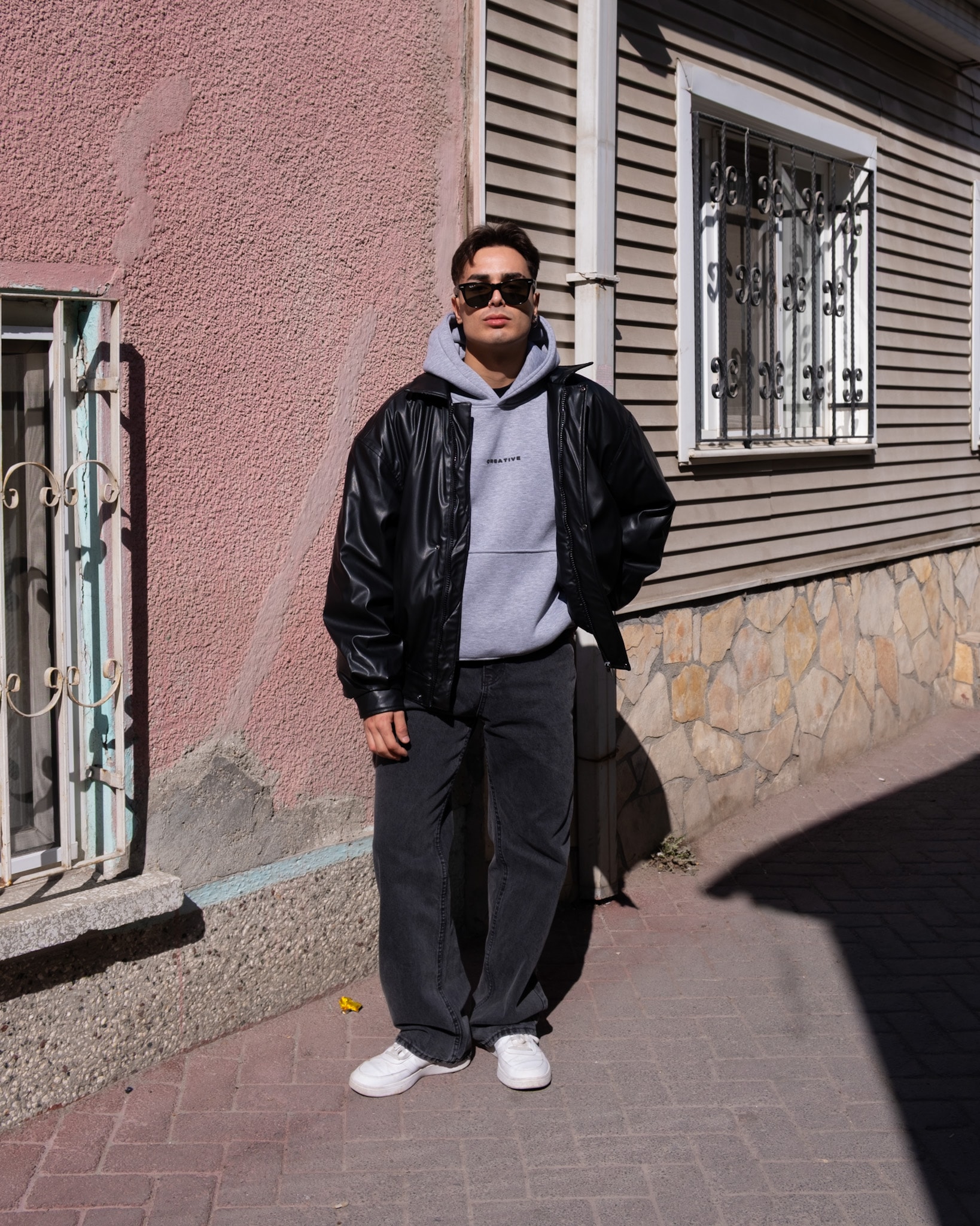 Oversize Bomber Deri Ceket