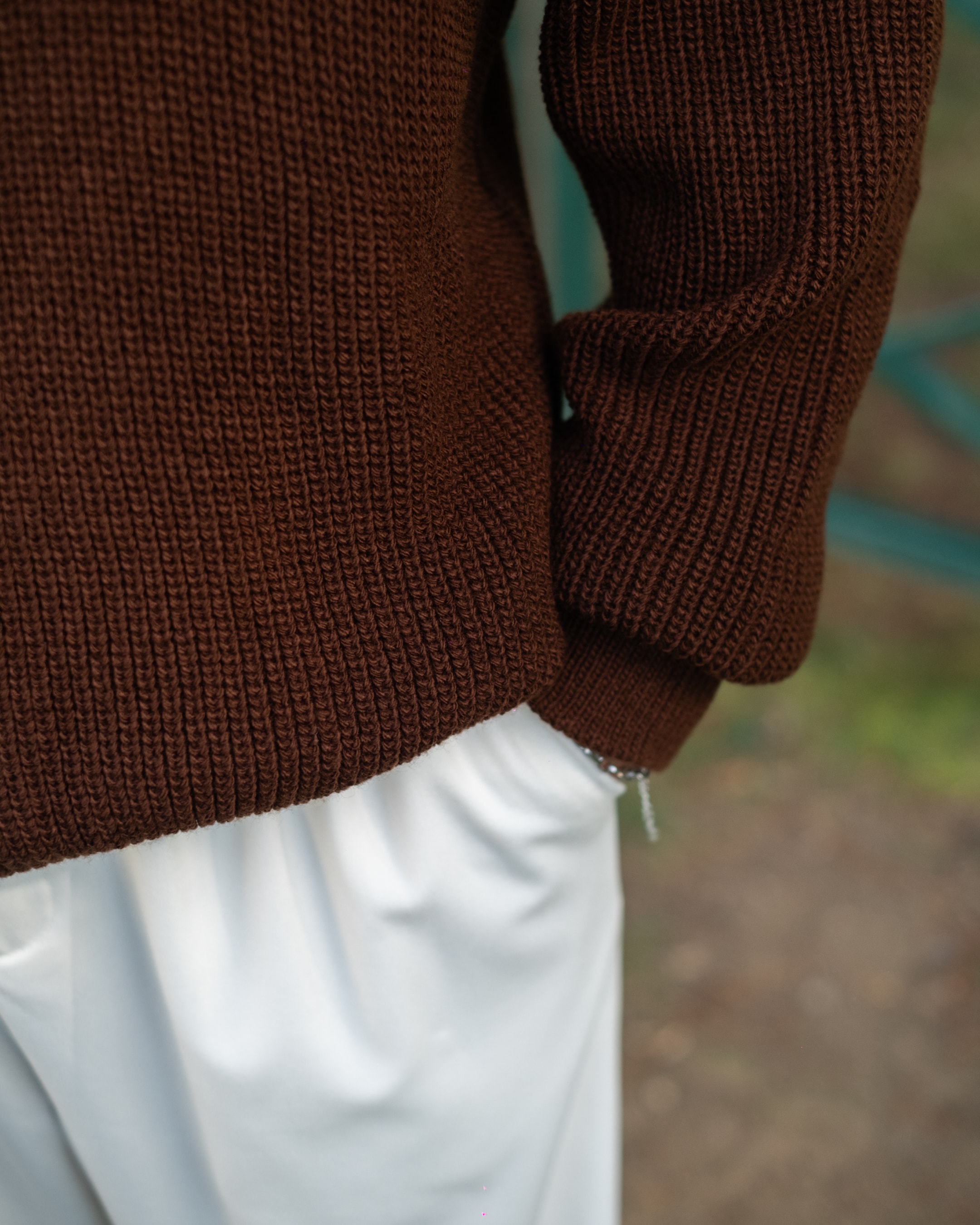 Kahve Half Zip Oversize Triko 
