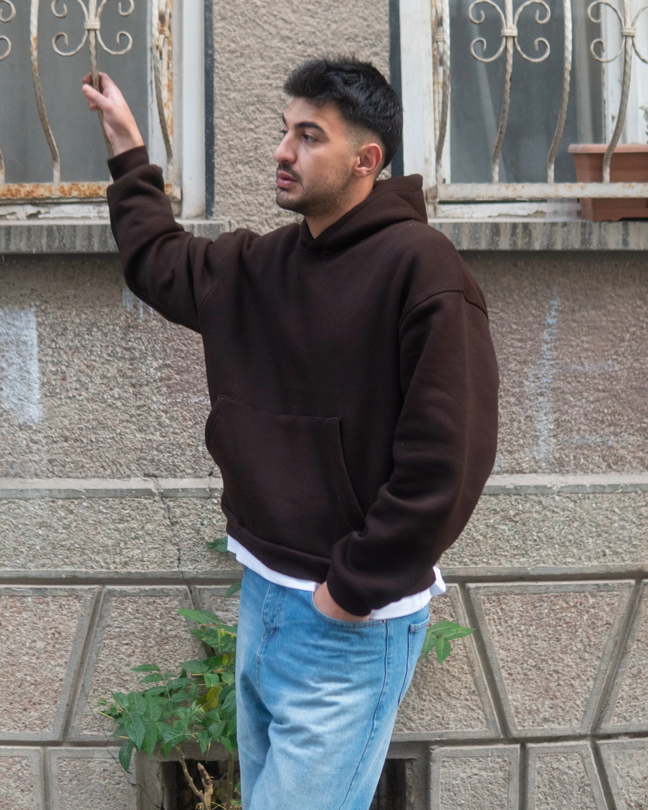 Kahve Basic Oversize Hoodie