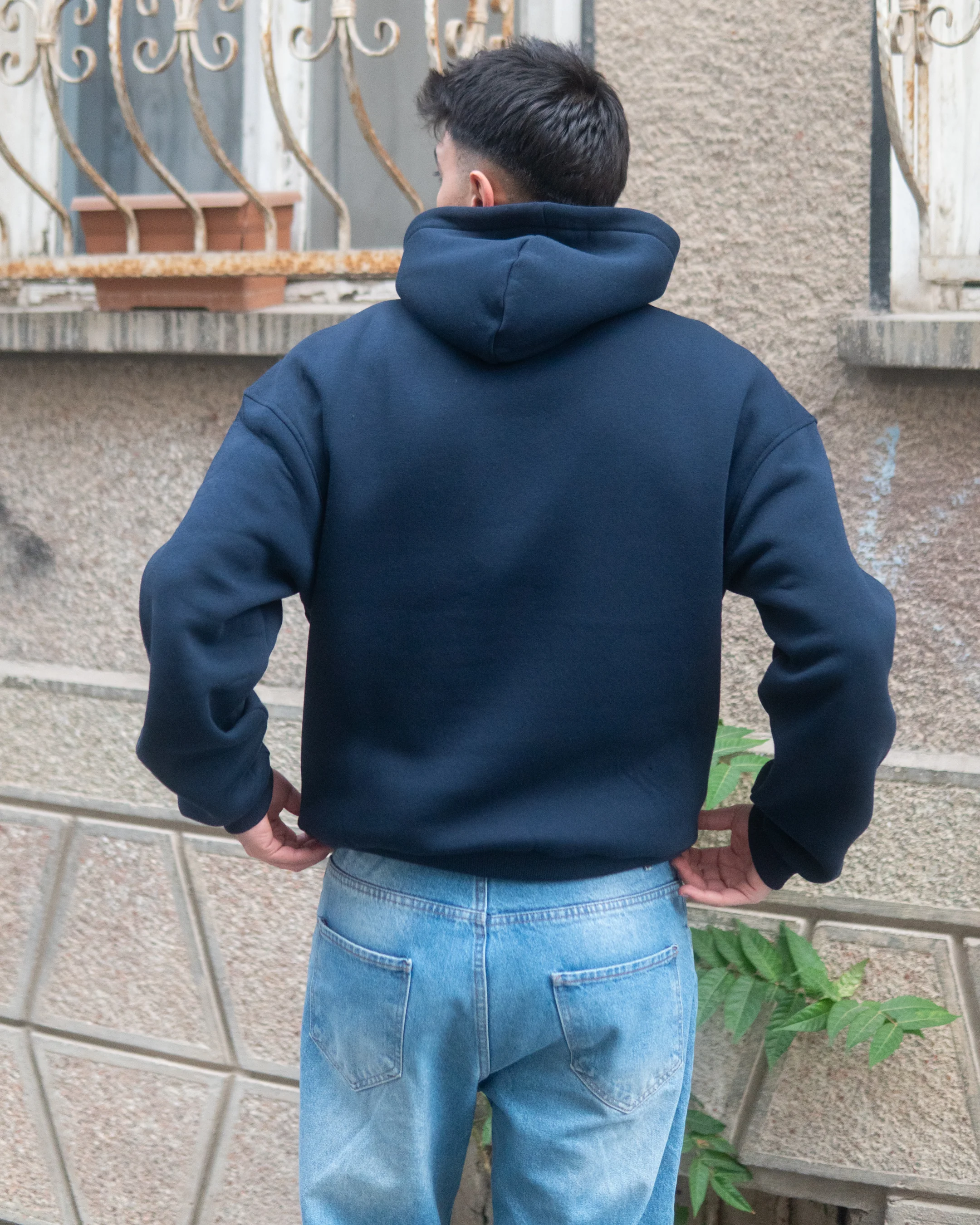 Basic Oversize Hoodie Lacivert 