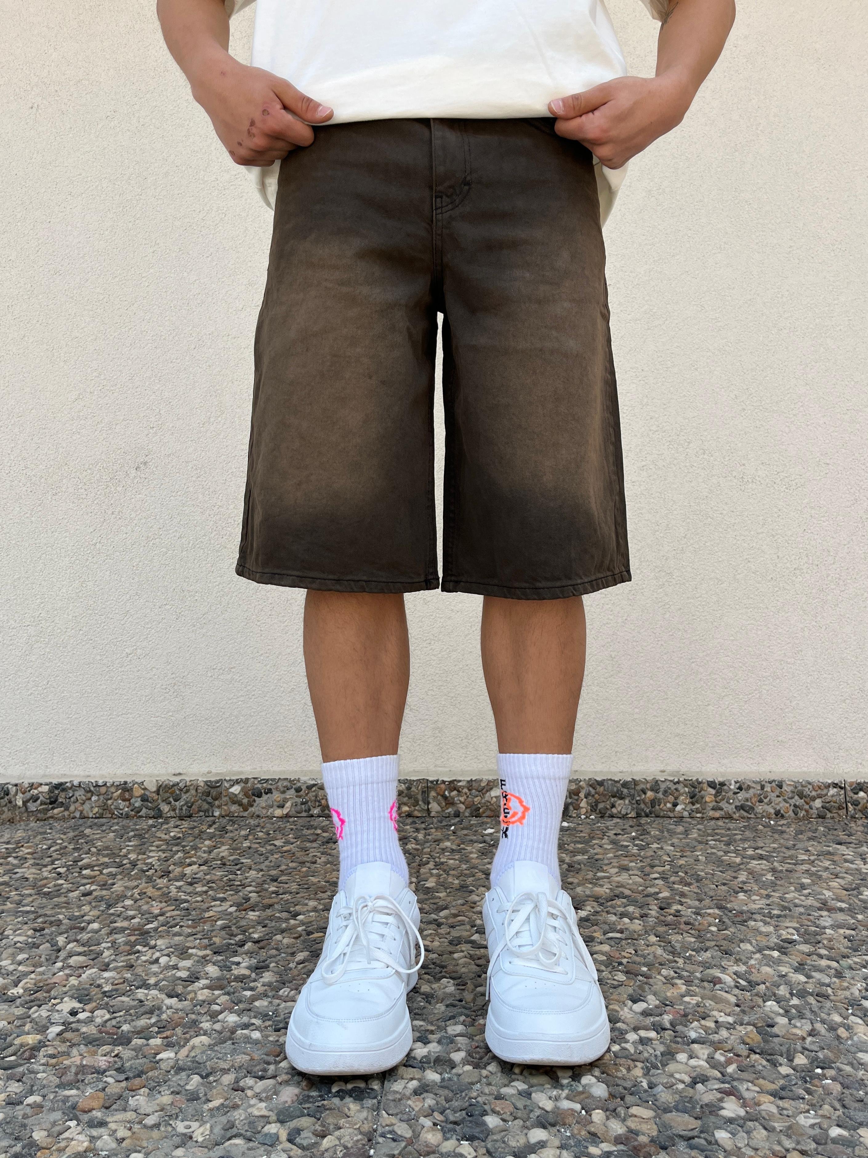 Brown Washed Baggy Short