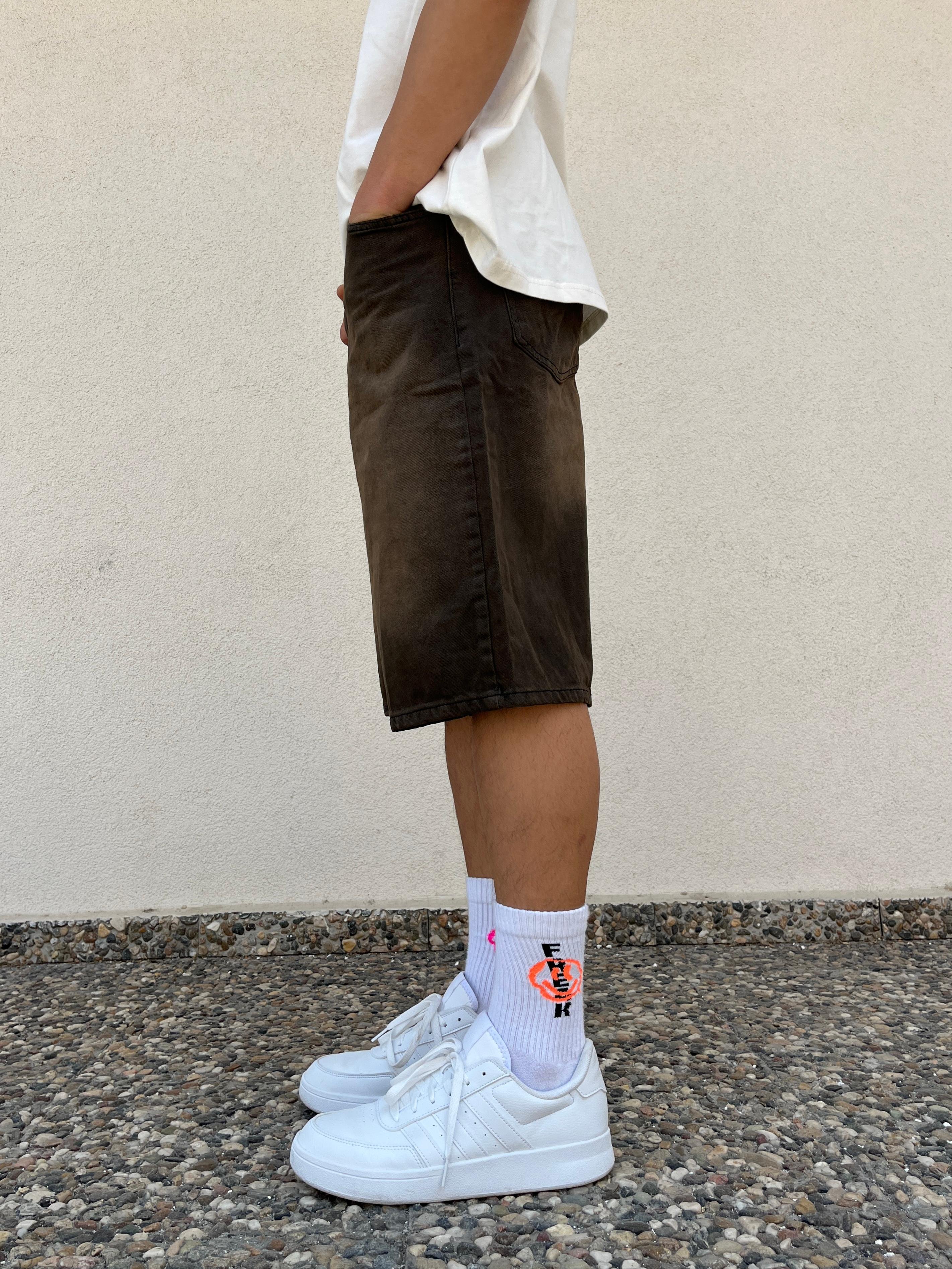 Brown Washed Baggy Short