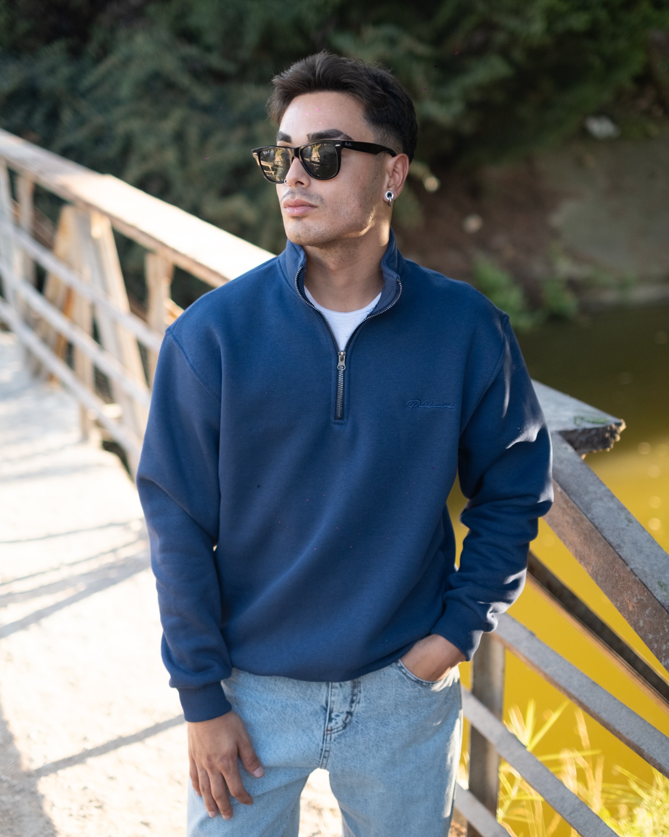 Half Zip Oversize Sweatshirt - Lacivert