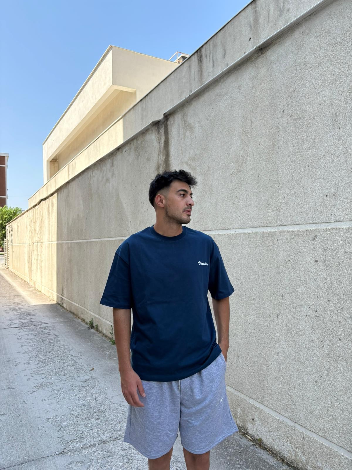 Vacation Printed Oversize T-Shirt - İndigo