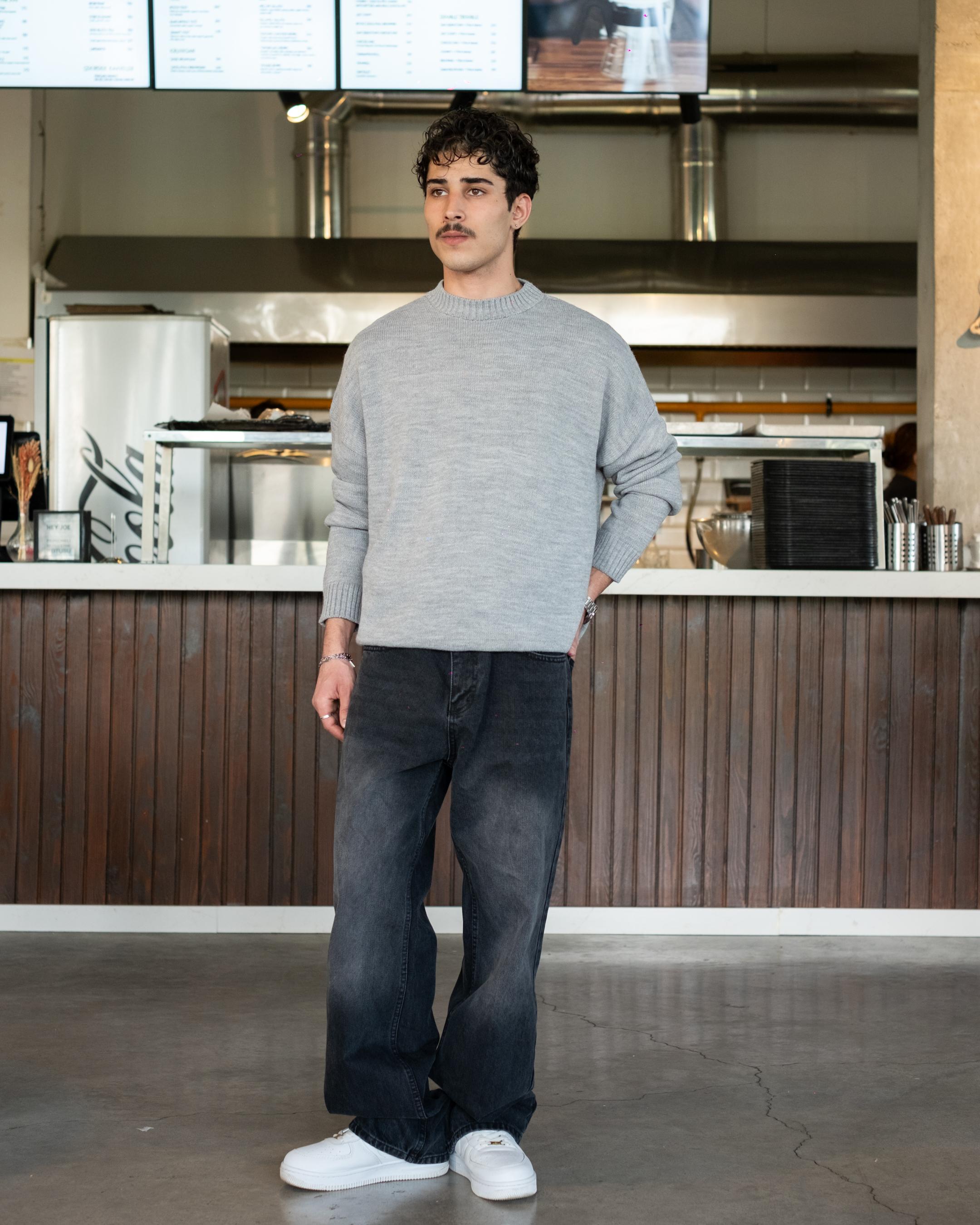 Black White Washed Baggy Jeans 