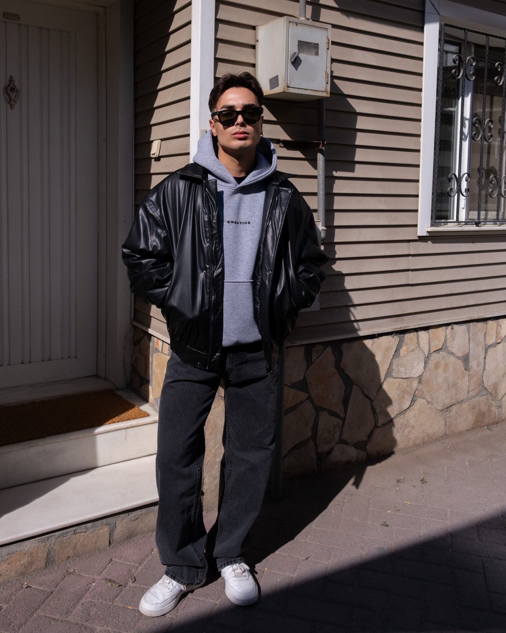 Oversize Bomber Deri Ceket