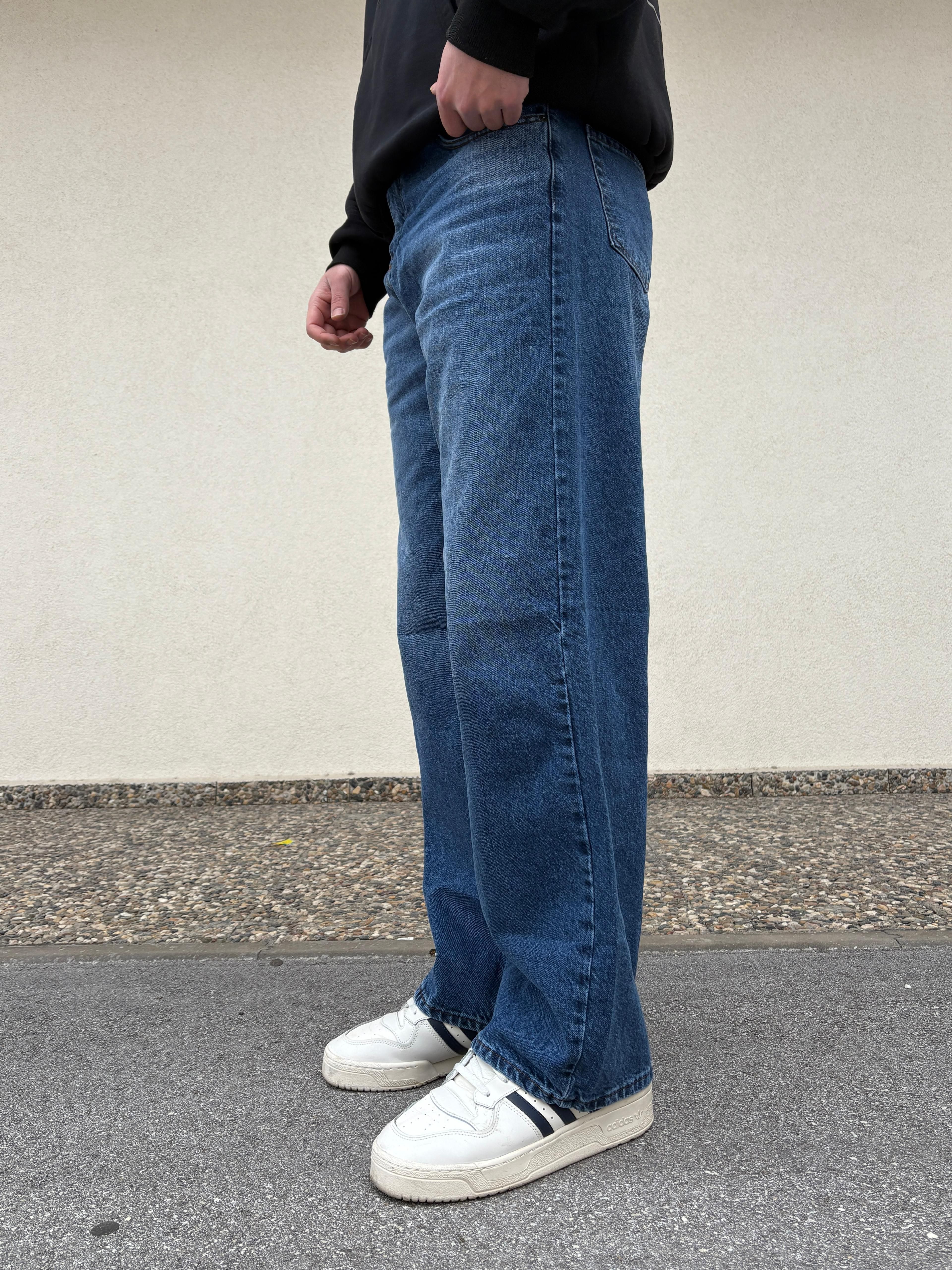 Blue Baggy Jeans ın wash white