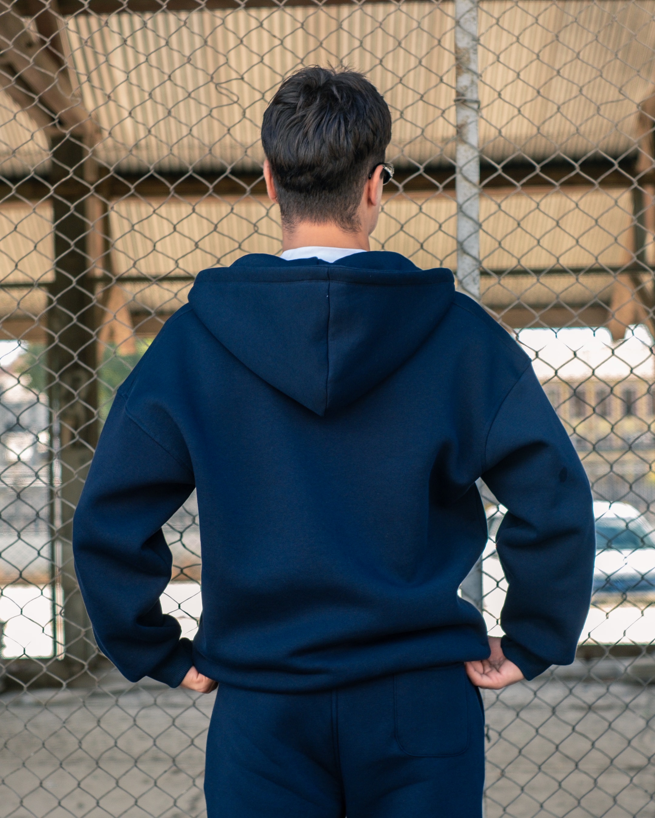 LUTE Lacivert Premium Oversize Zip Hoodie