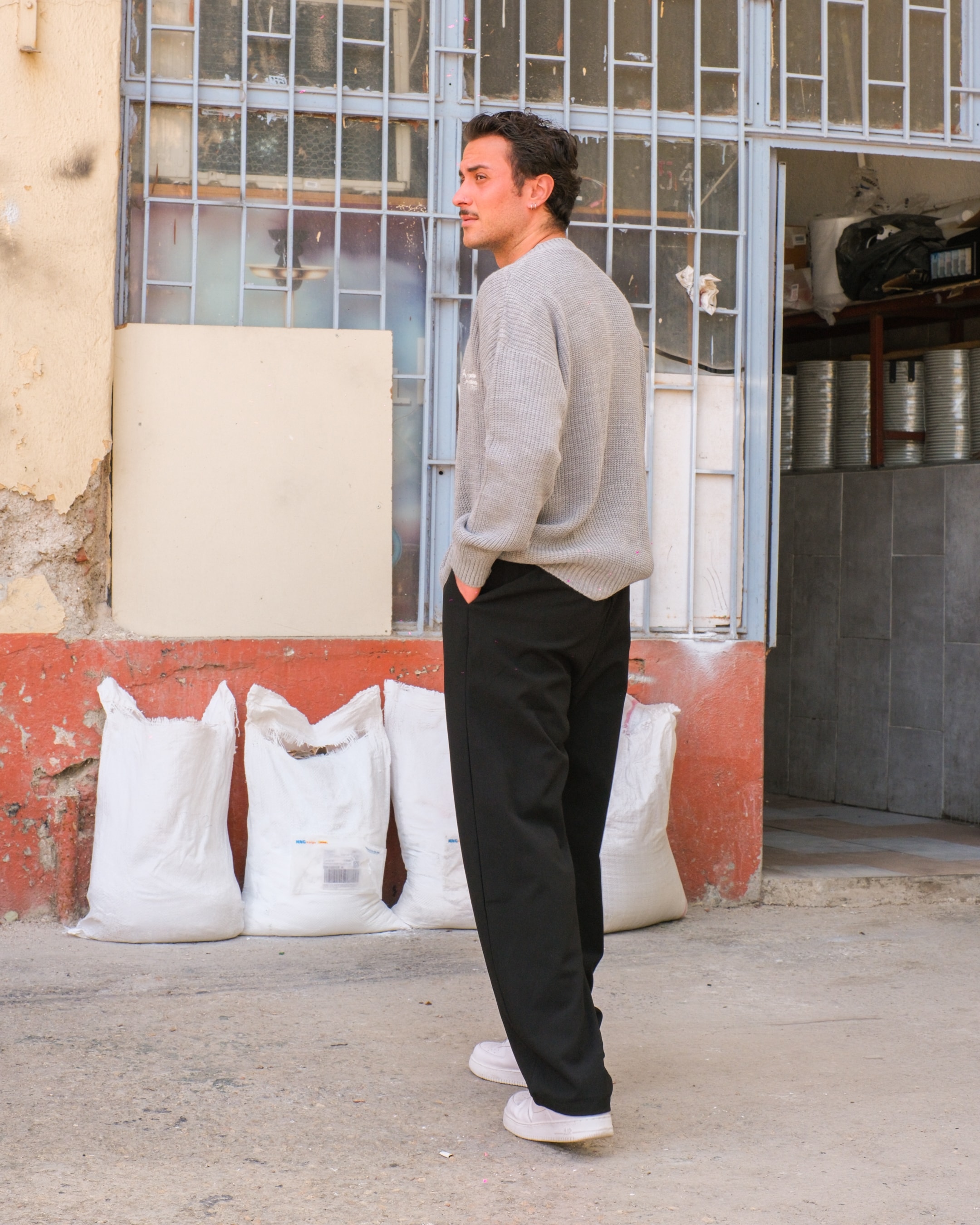 Siyah Basic Baggy Kumaş Pantolon