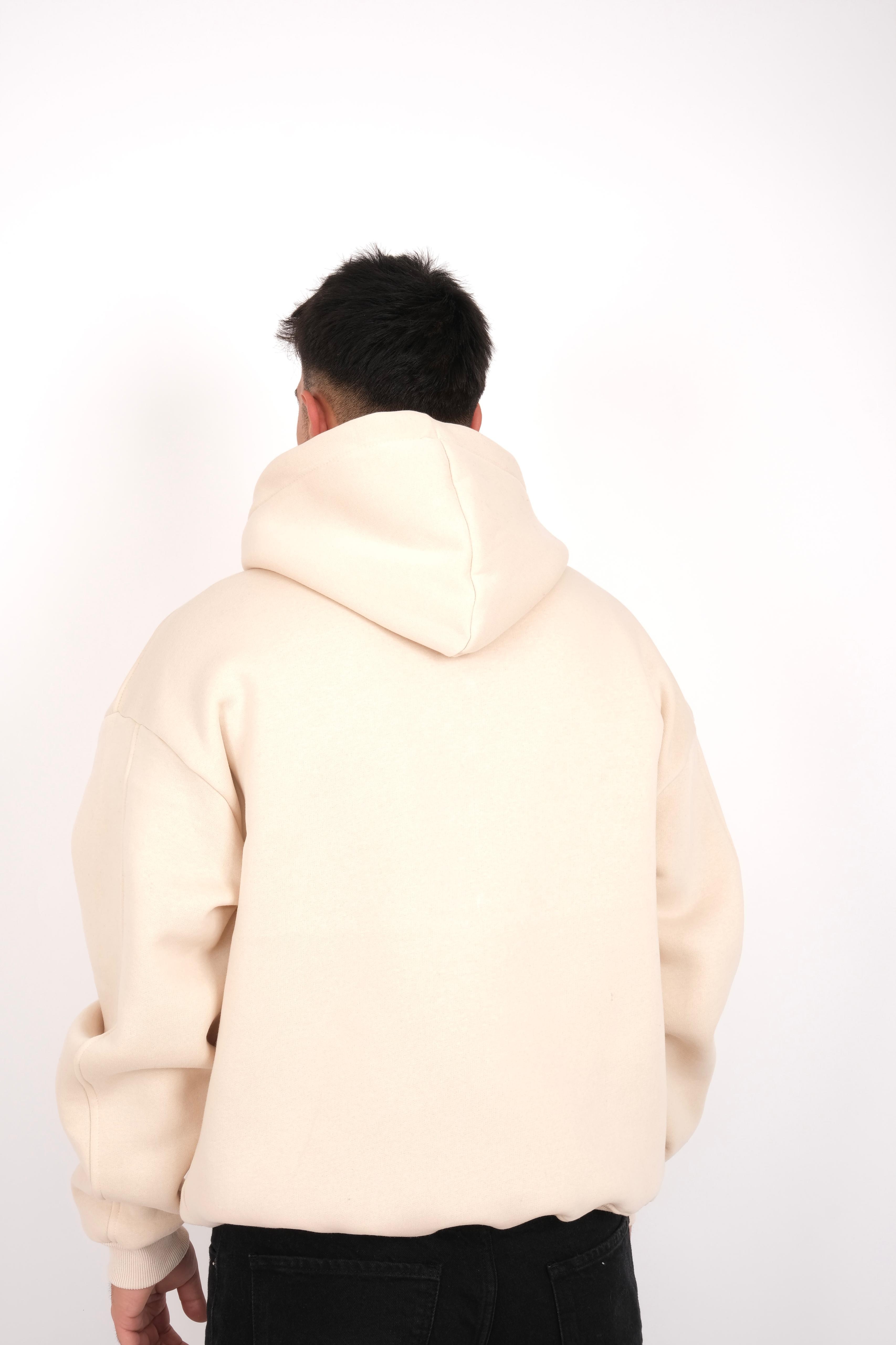 Cream basic oversize full zip hoodie