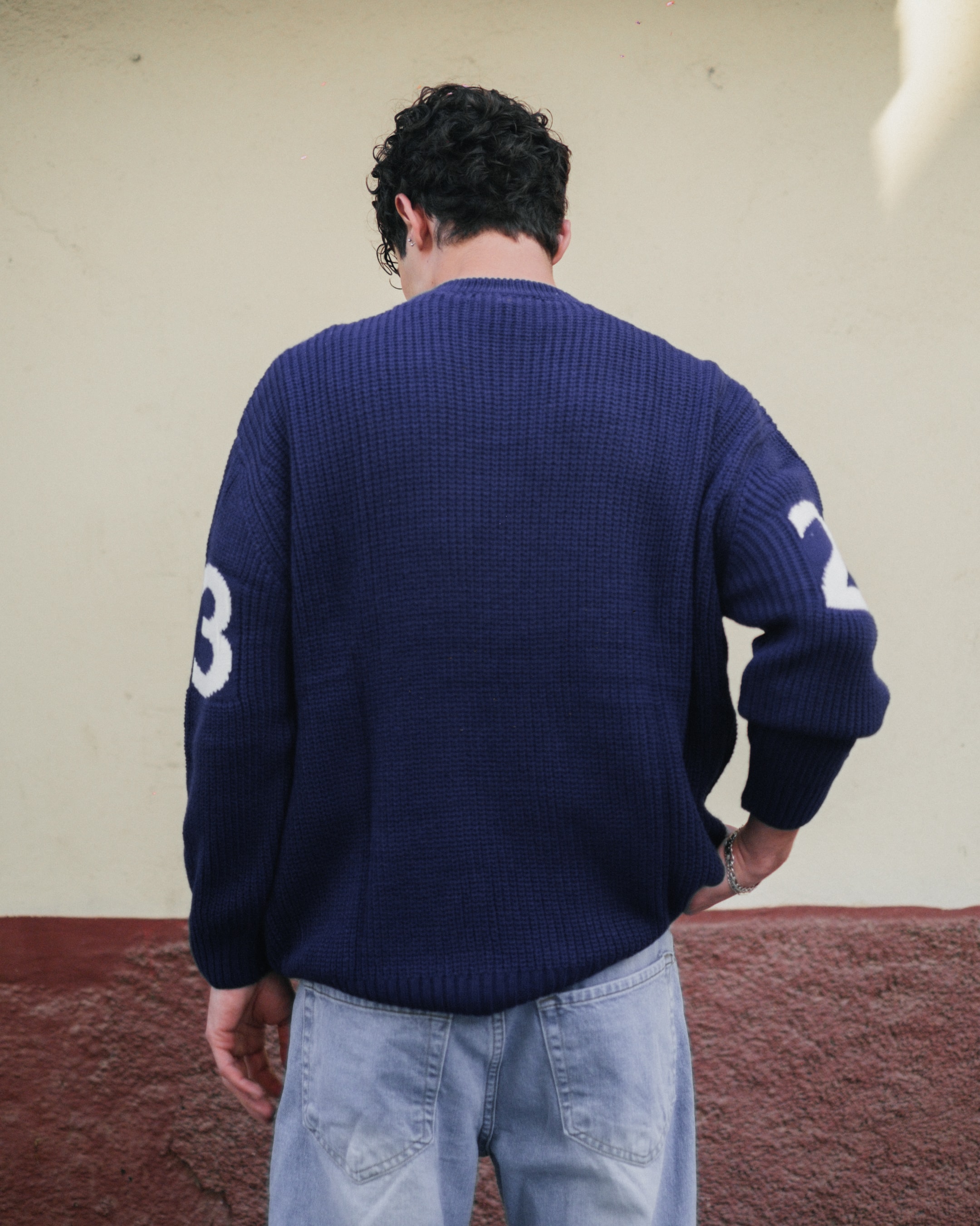 İndigo Western Nakışlı Oversize Triko