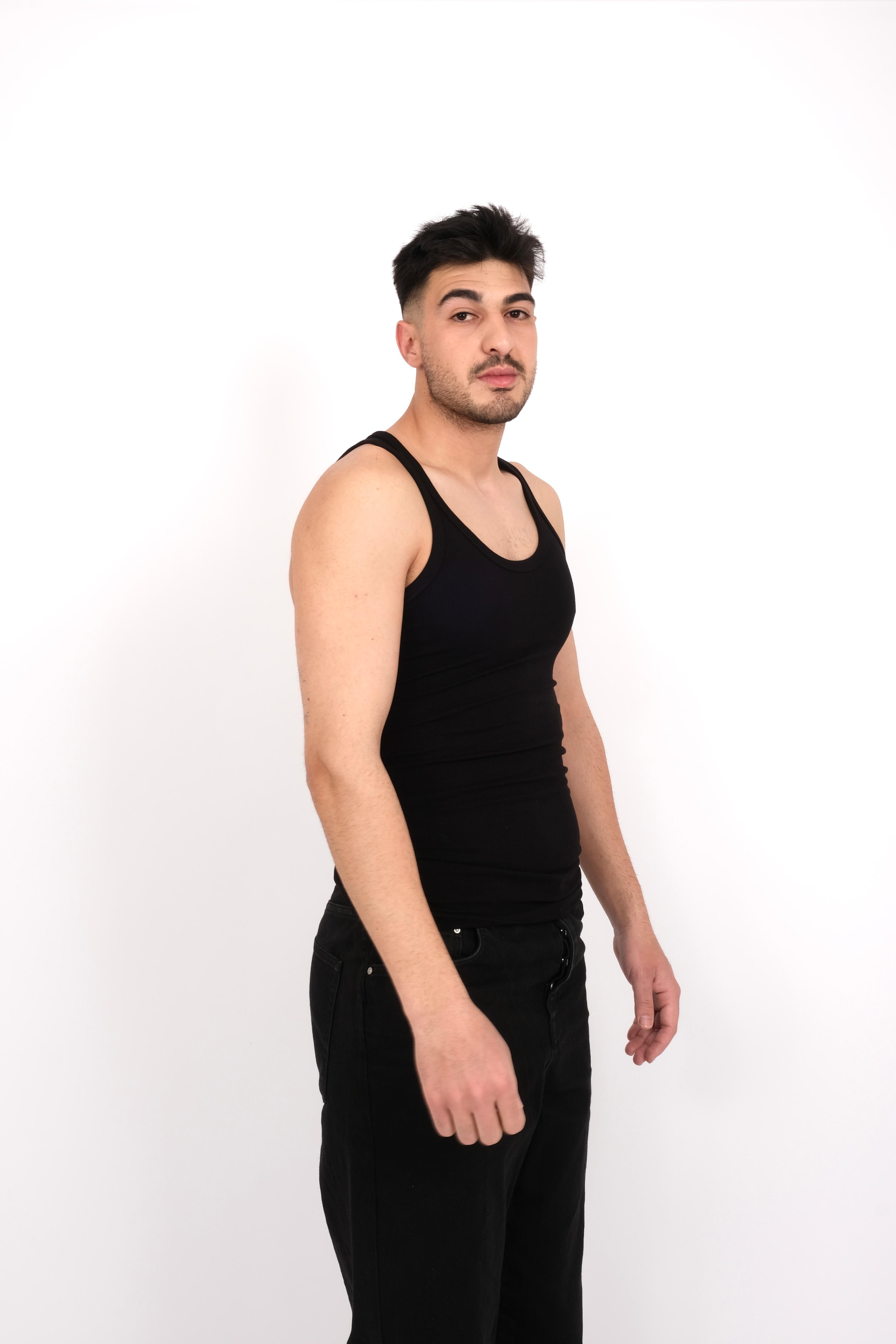 Ribbed Straight Tank -Black