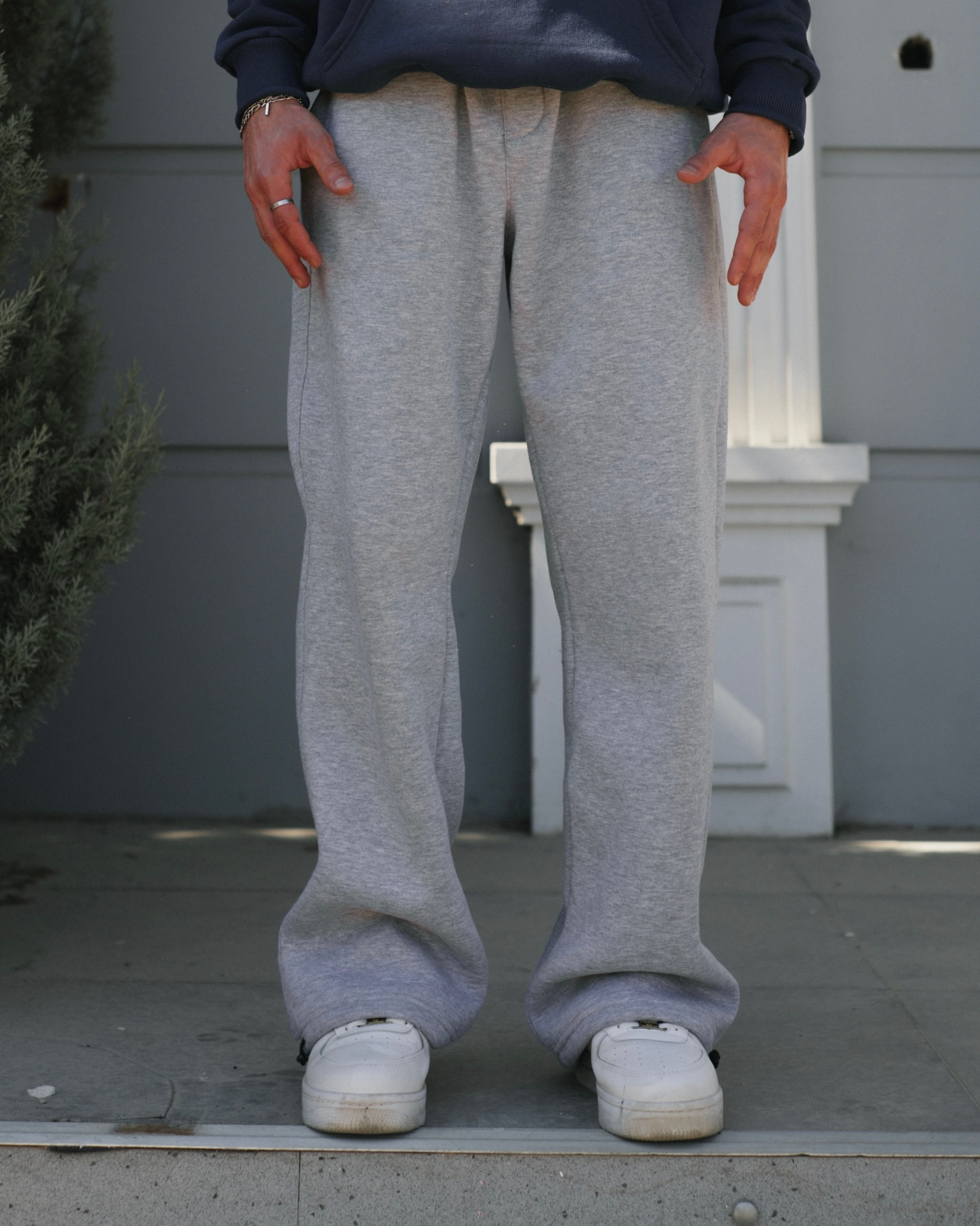 Basic Grey Baggy Sweatpants - Kışlık