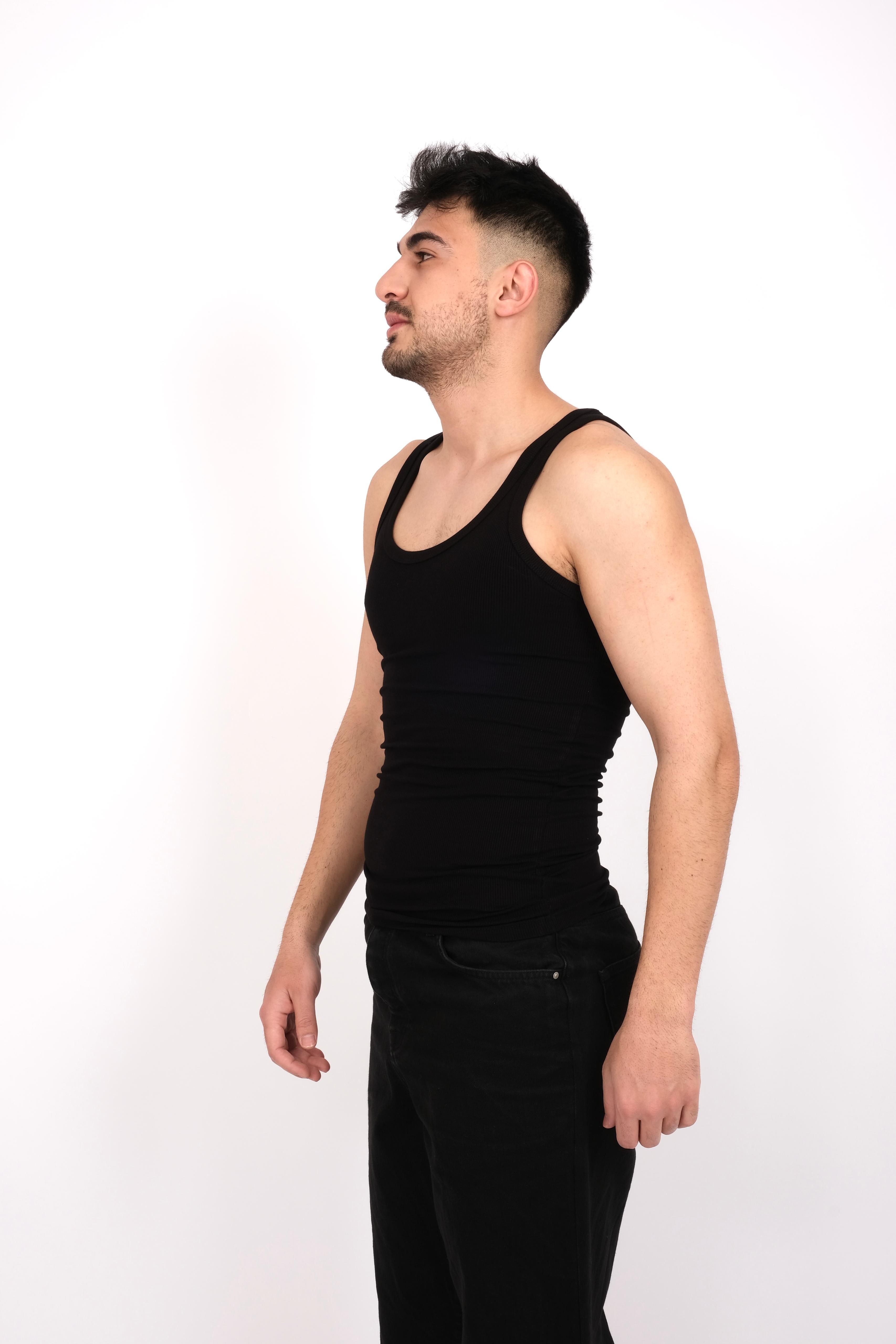 Ribbed Straight Tank -Black