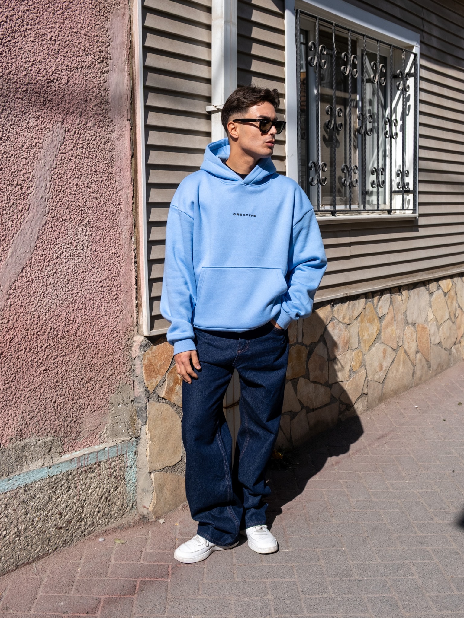 B.Blue Printed Oversize Premium Hoodie