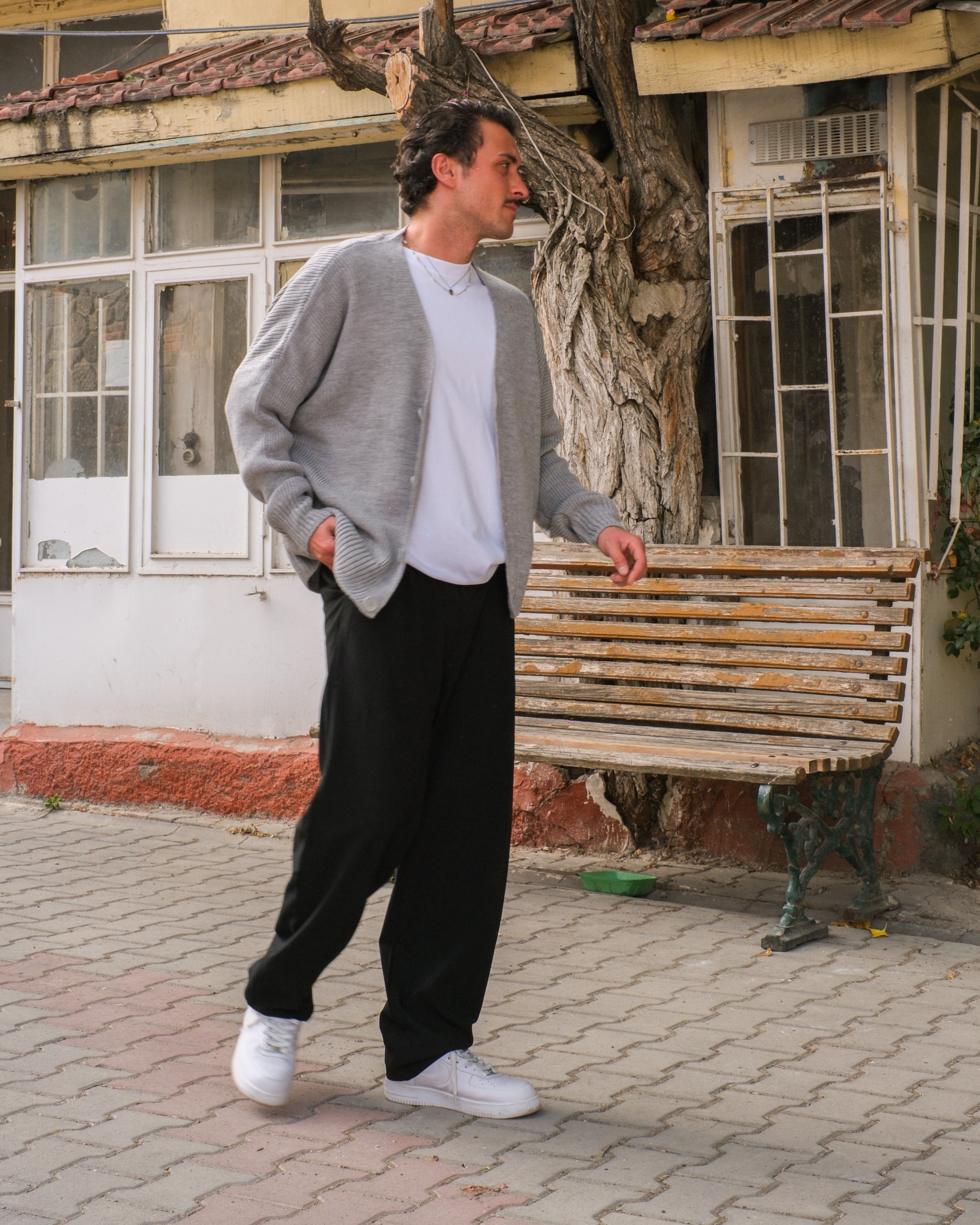 Düğme Detay Oversize Triko Hırka