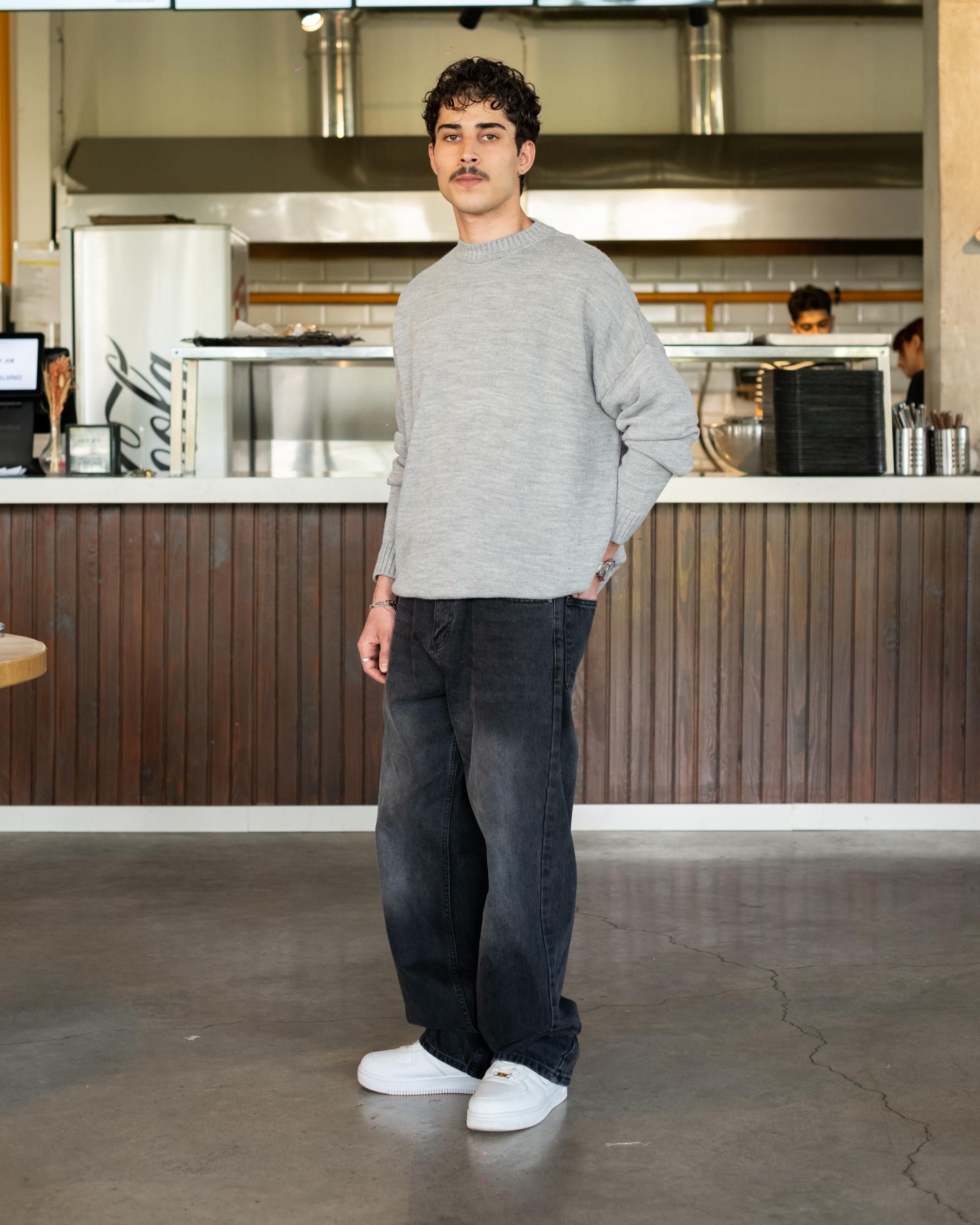 Black White Washed Baggy Jeans 