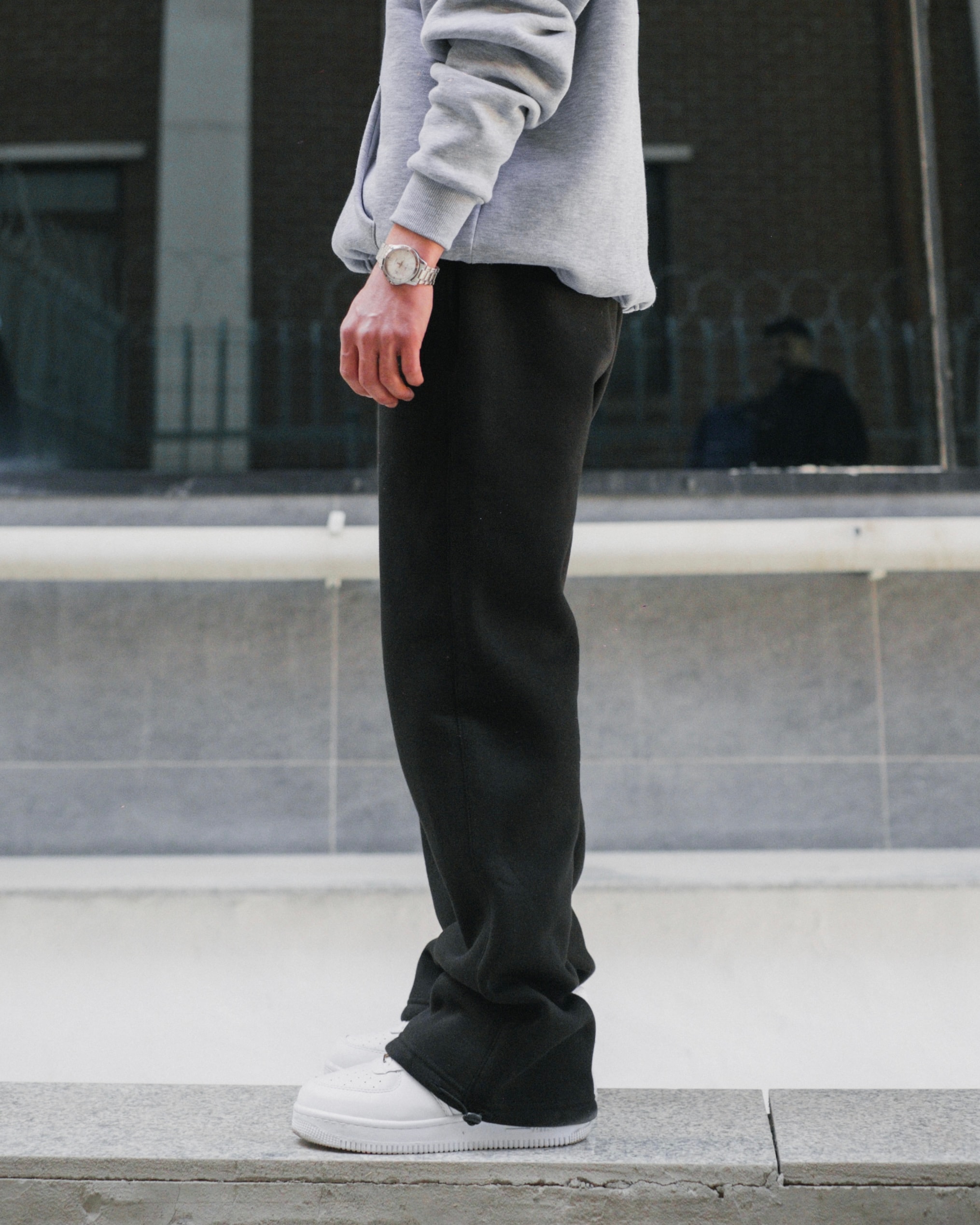 Basic Black Baggy Sweatpants - Kışlık