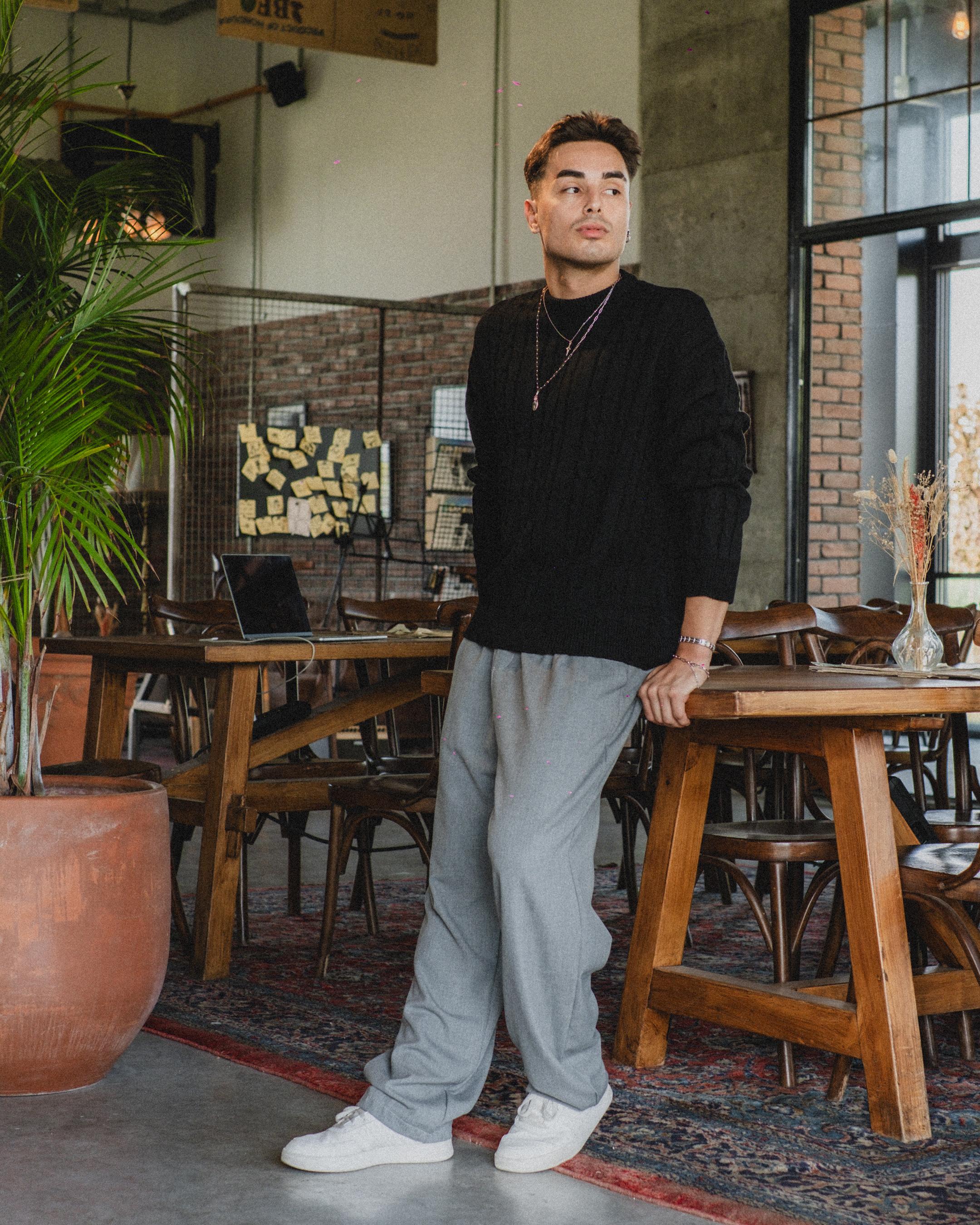 Gri Basic Baggy Kumaş Pantolon