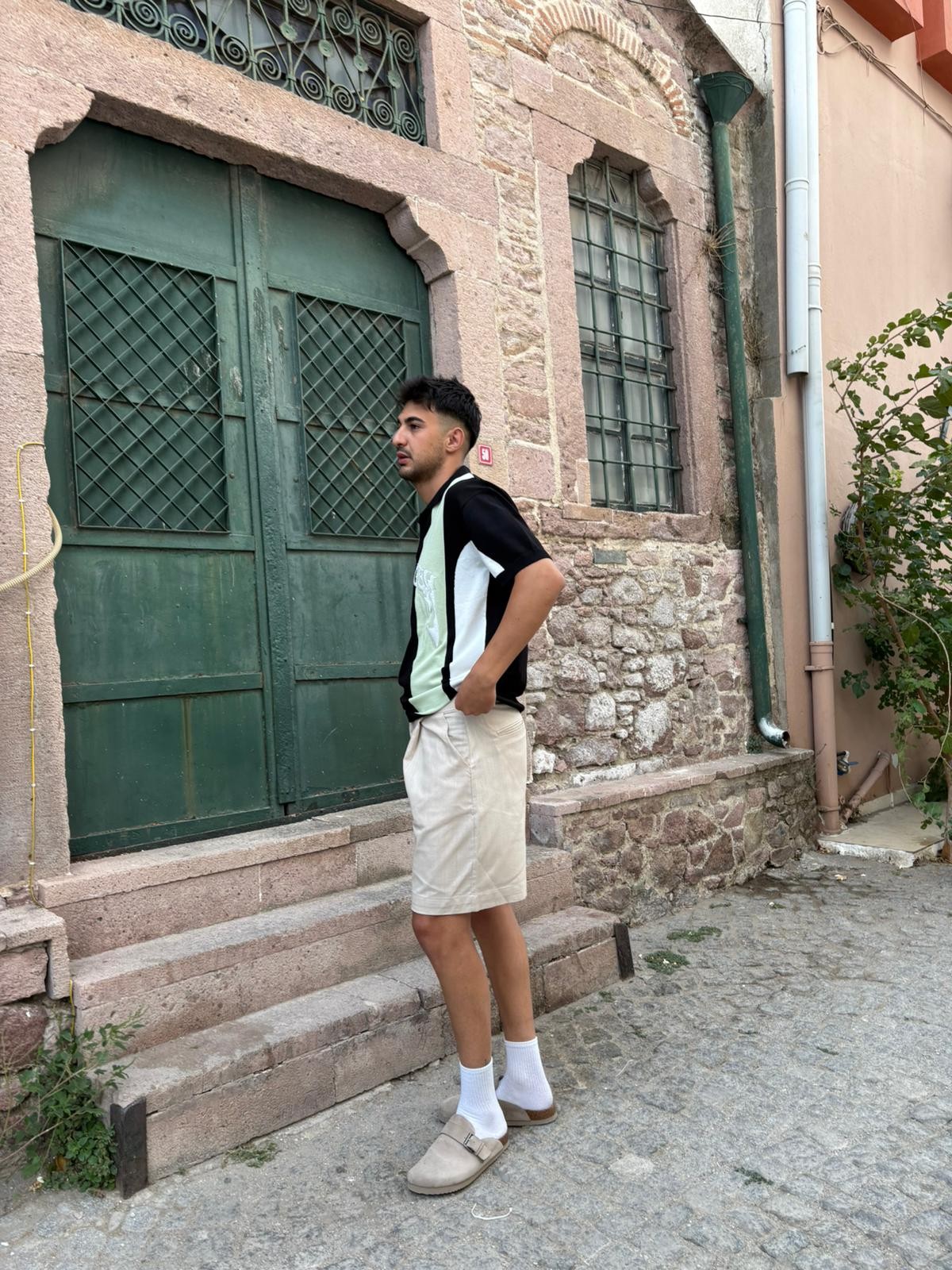 Printed Oversize Polo Yaka Triko T-Shirt