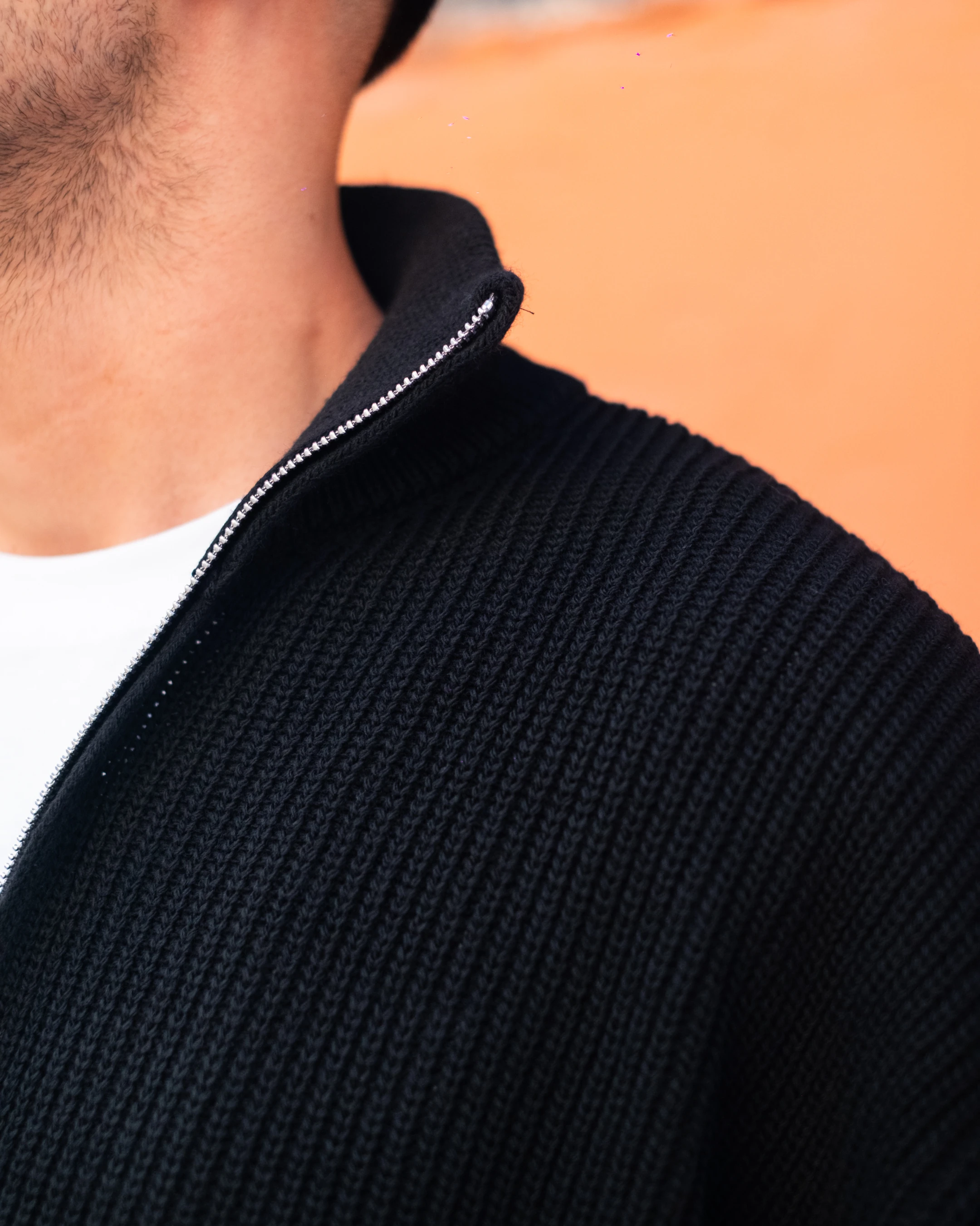 Siyah Fermuarlı Oversize Triko 