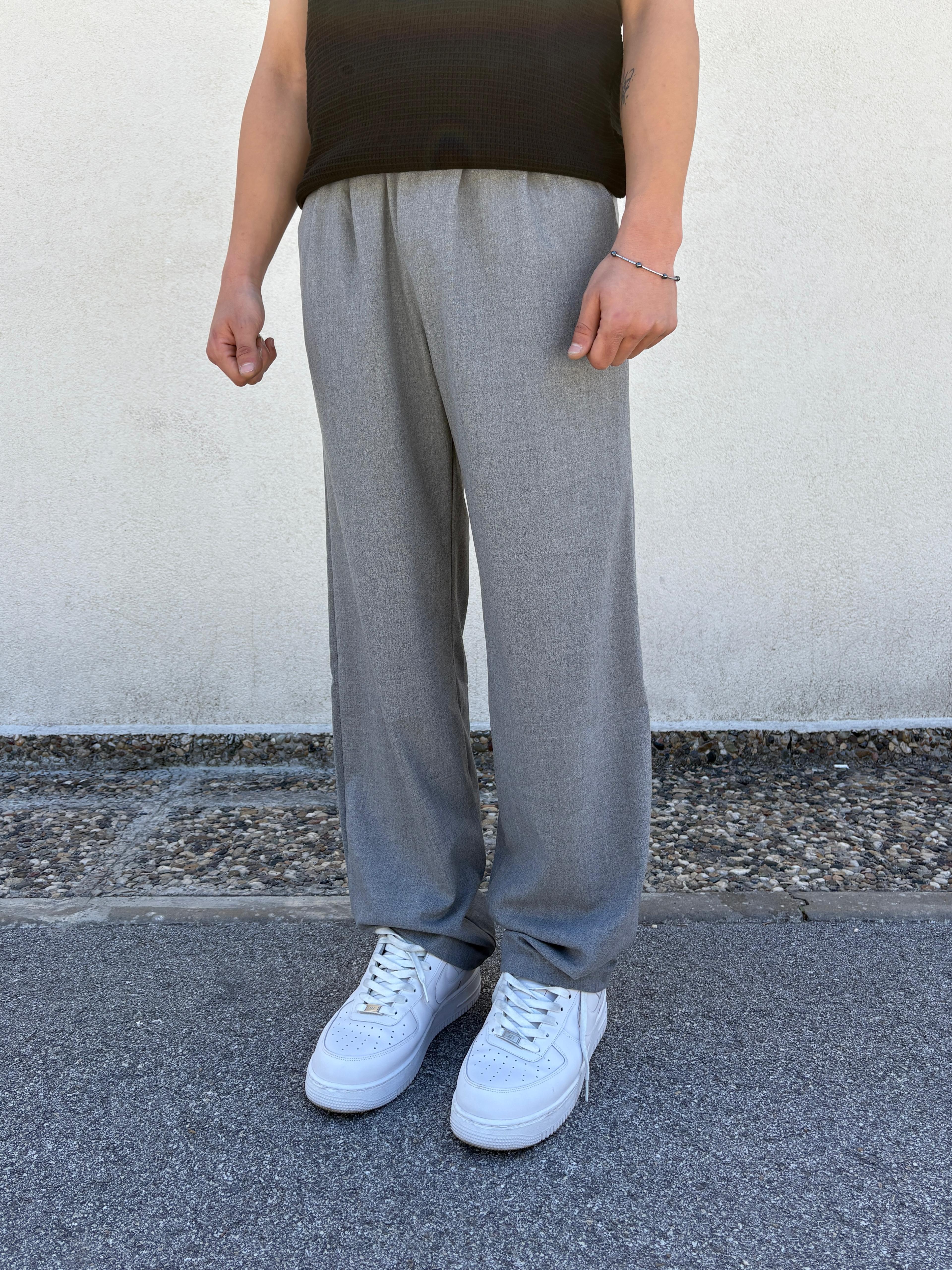 Gri Basic Baggy Kumaş Pantolon