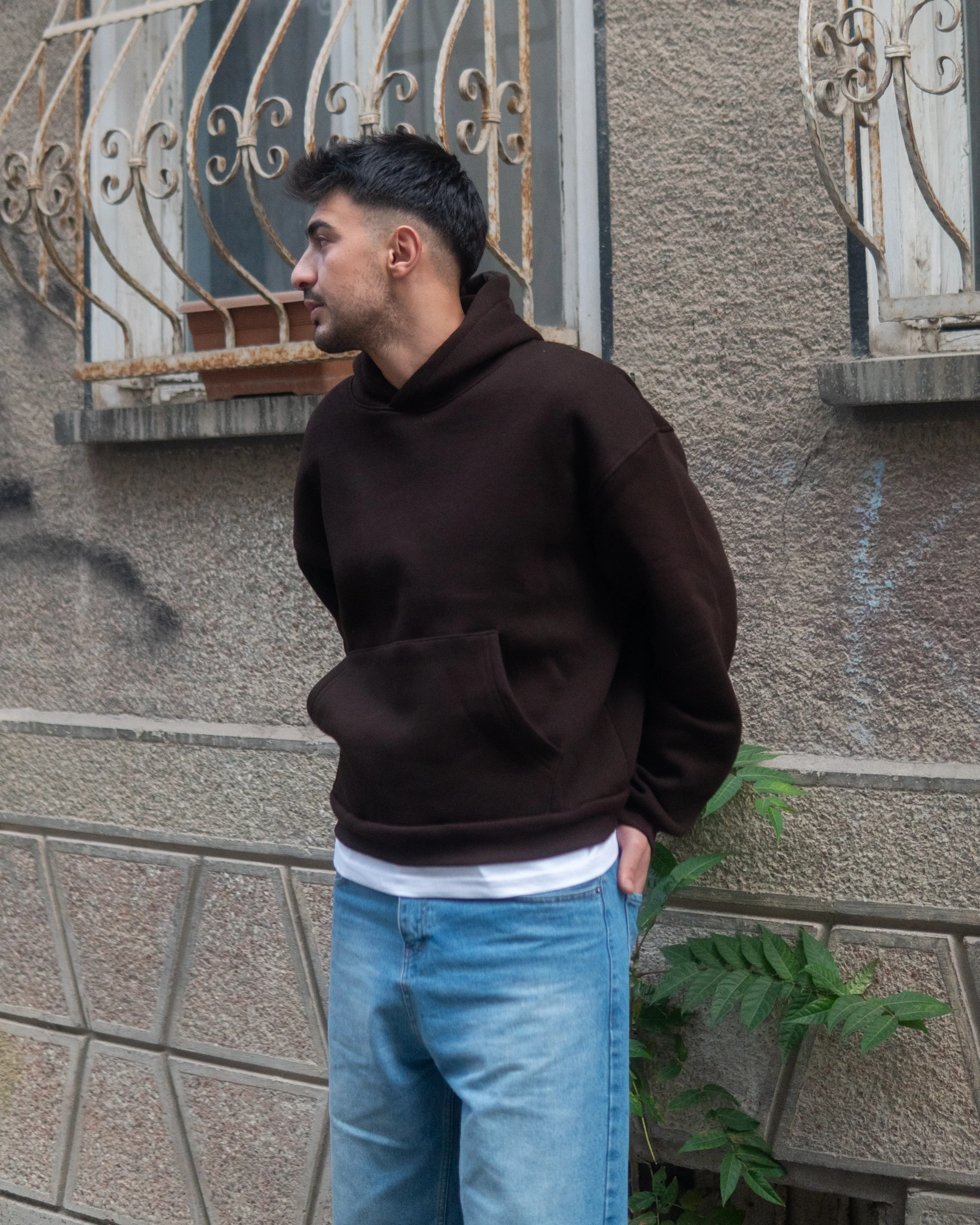 Kahve Basic Oversize Hoodie