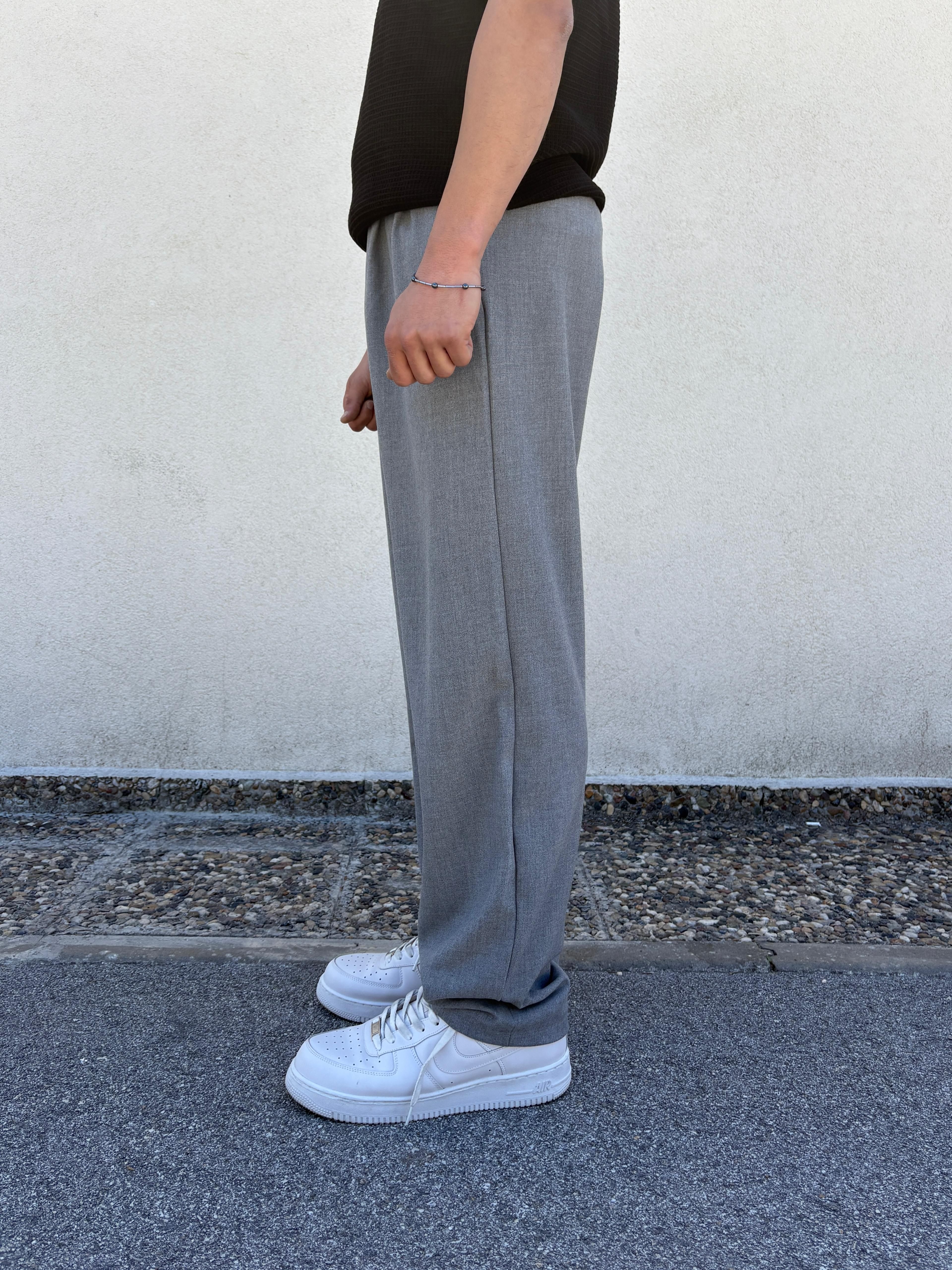Gri Basic Baggy Kumaş Pantolon