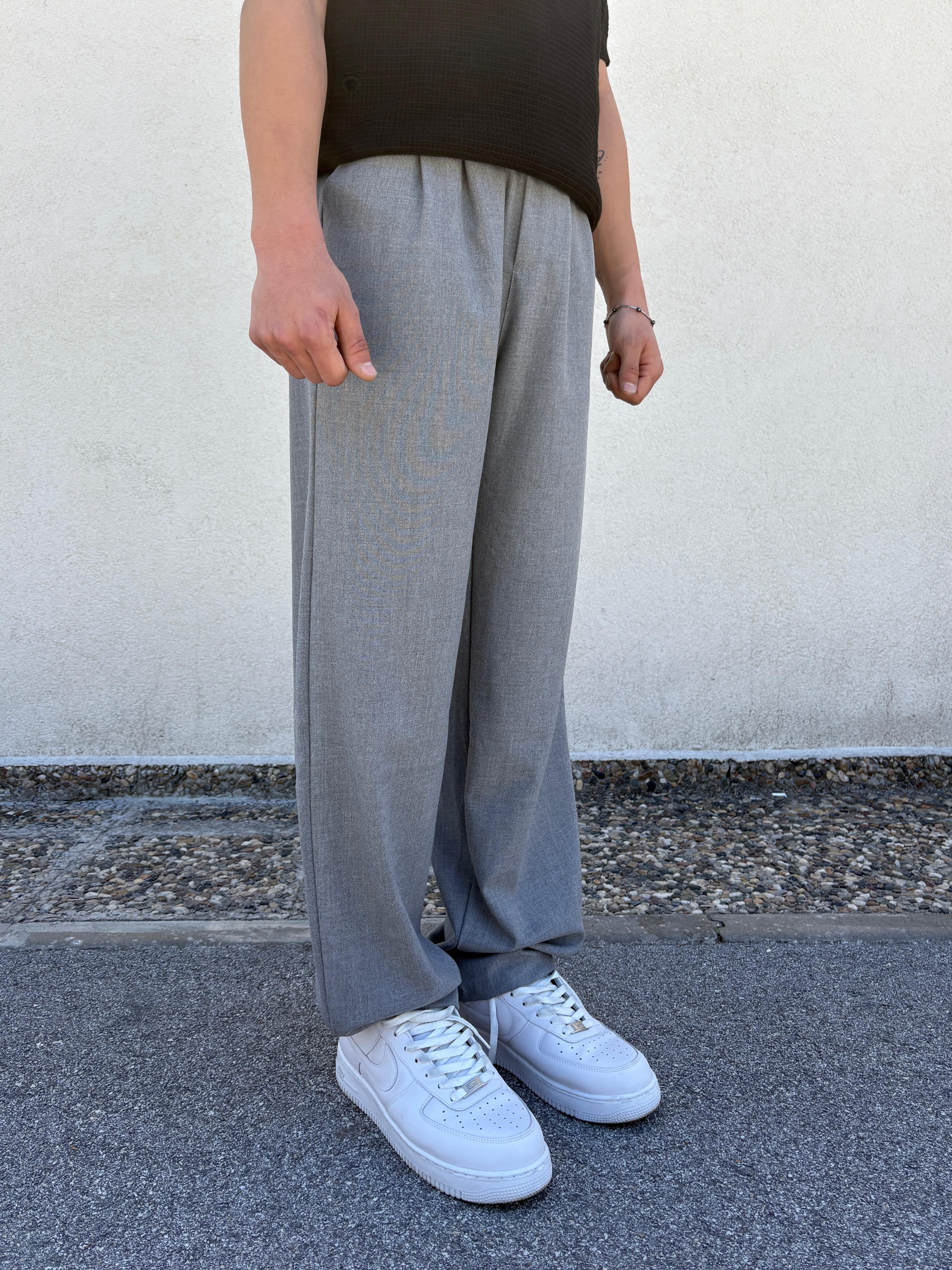 Gri Basic Baggy Kumaş Pantolon