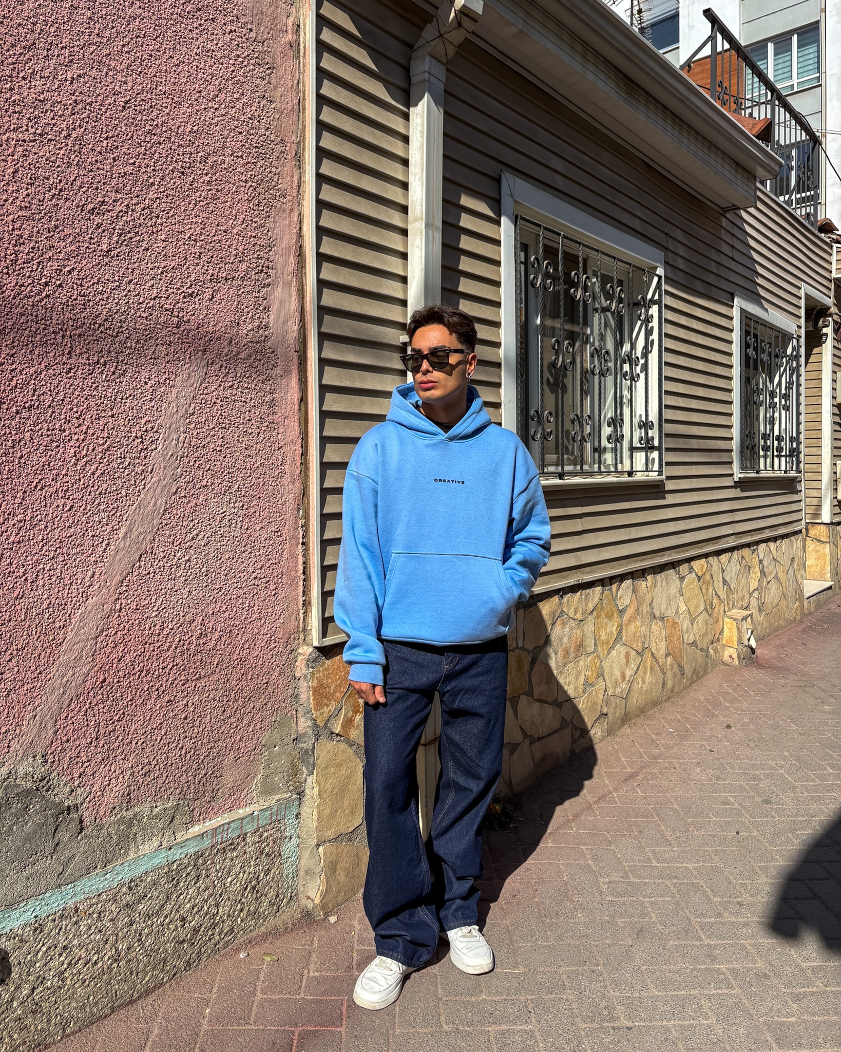 B.Blue Printed Oversize Premium Hoodie