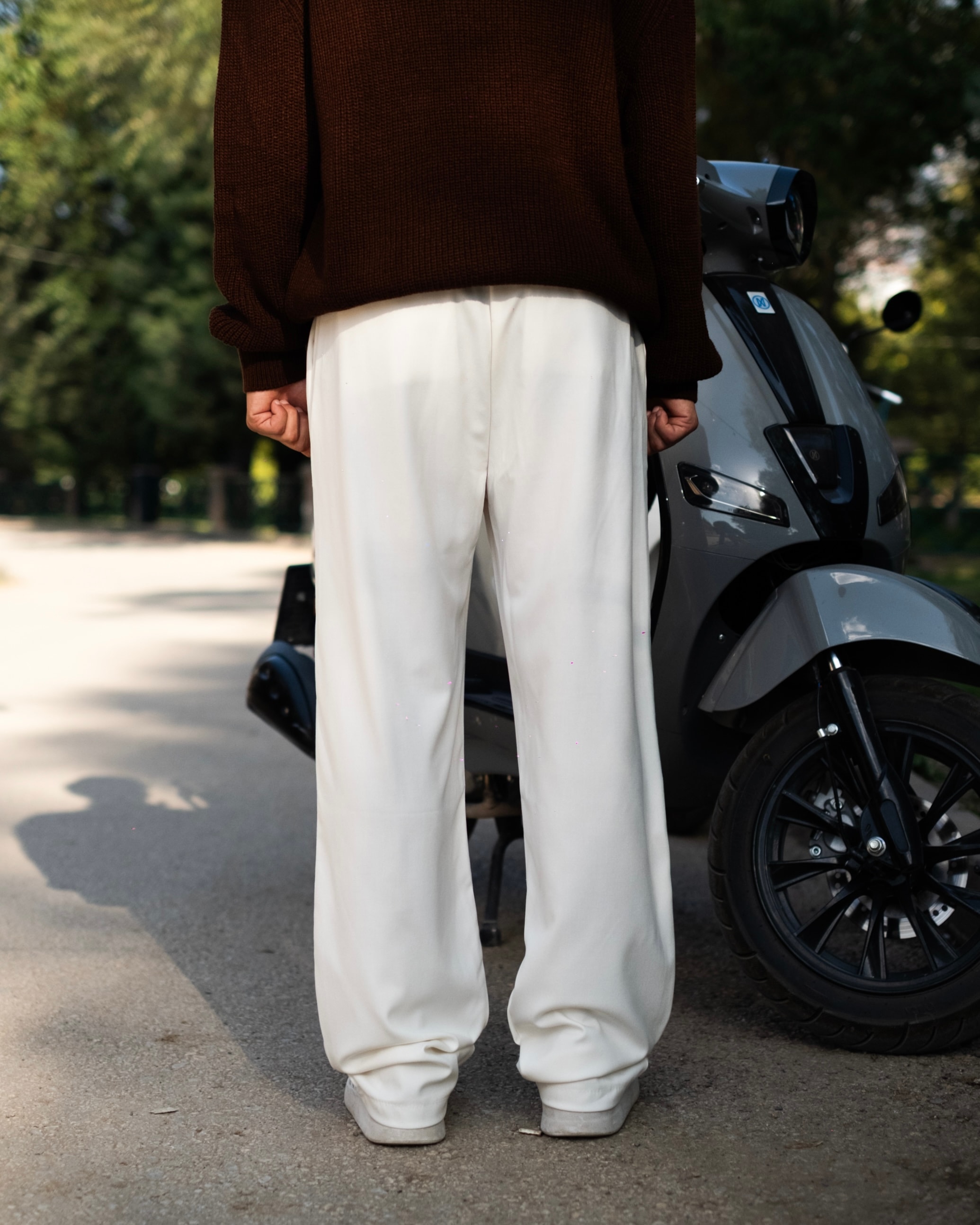 Ekru Basic Baggy Kumaş Pantolon