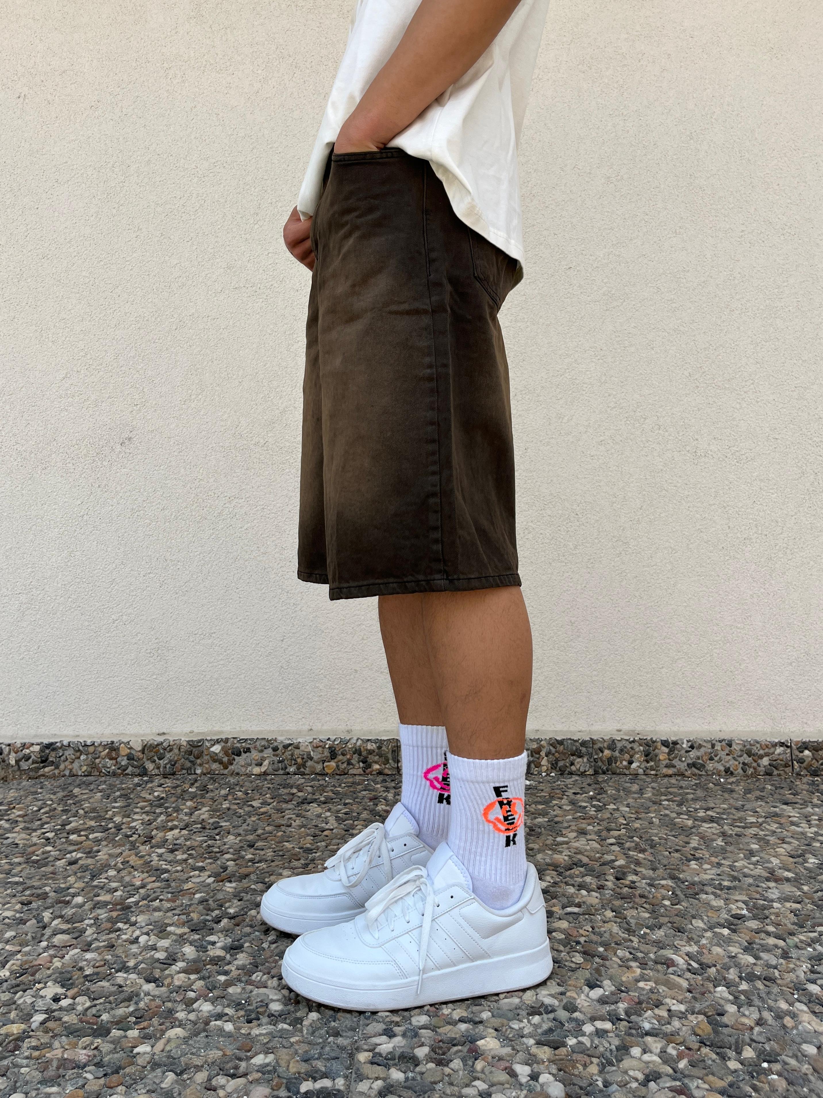 Brown Washed Baggy Short