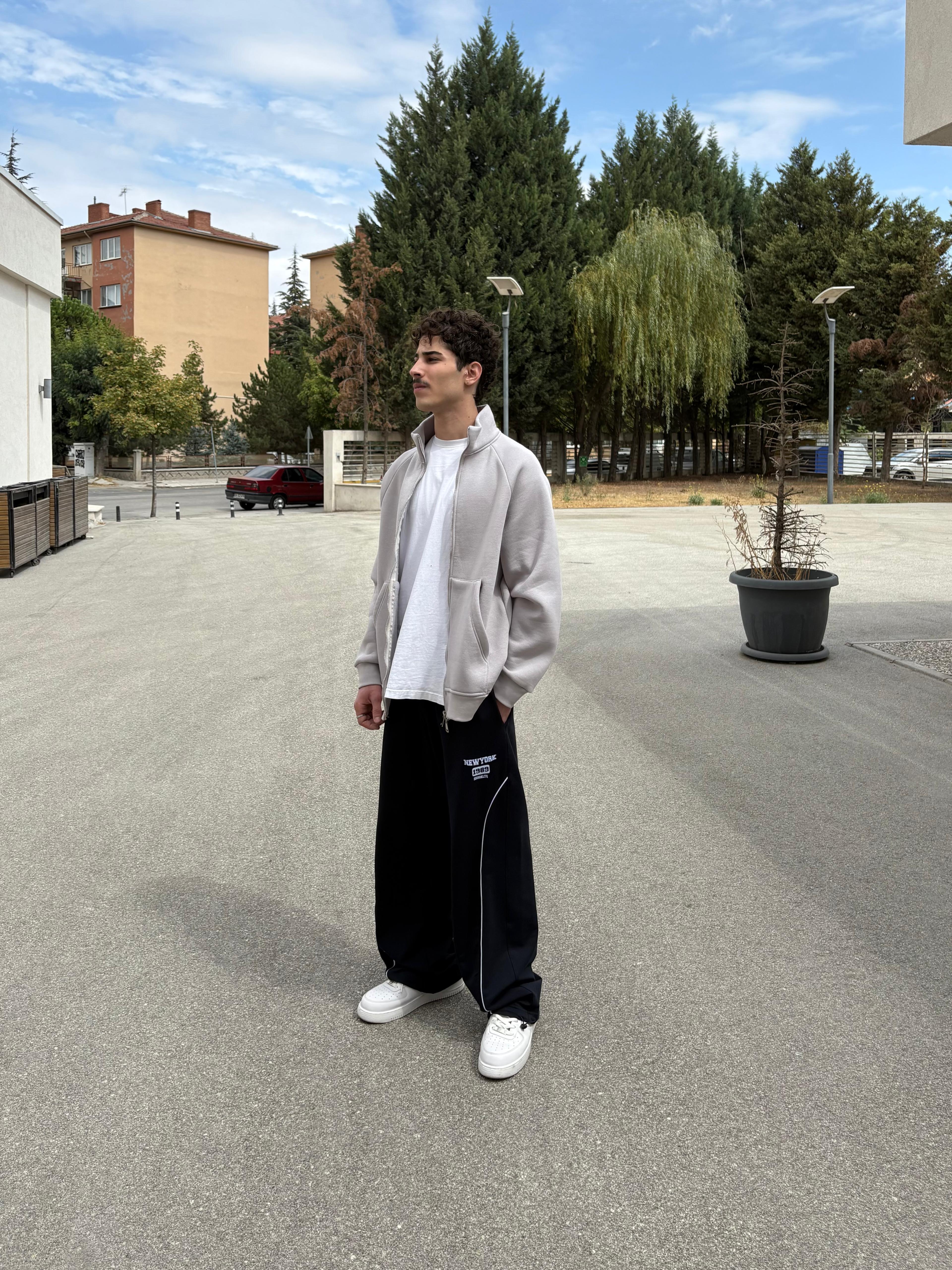 N.Y Print Baggy Sweatpants - Koyu Lacivert -Mevsimlik