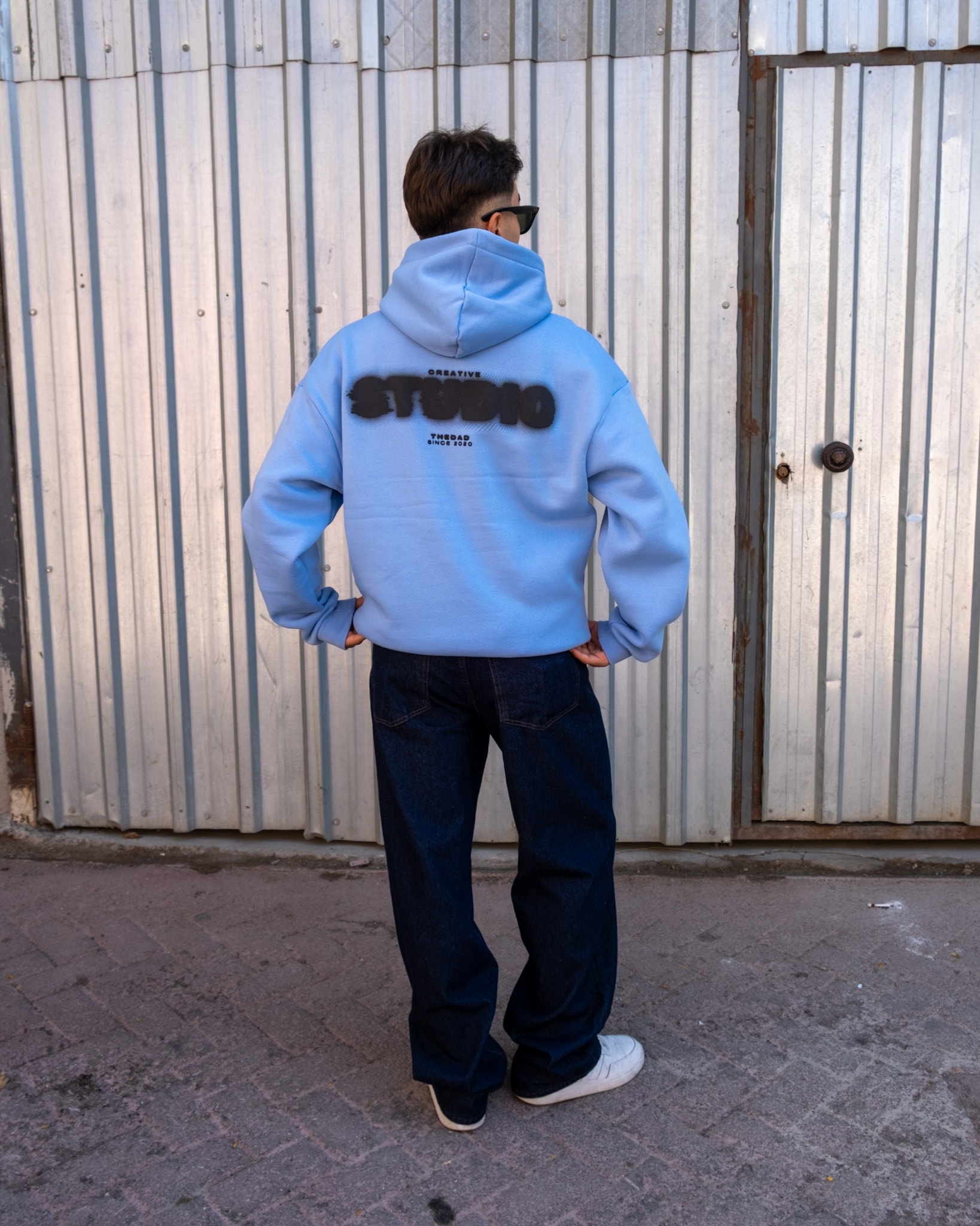 B.Blue Printed Oversize Premium Hoodie