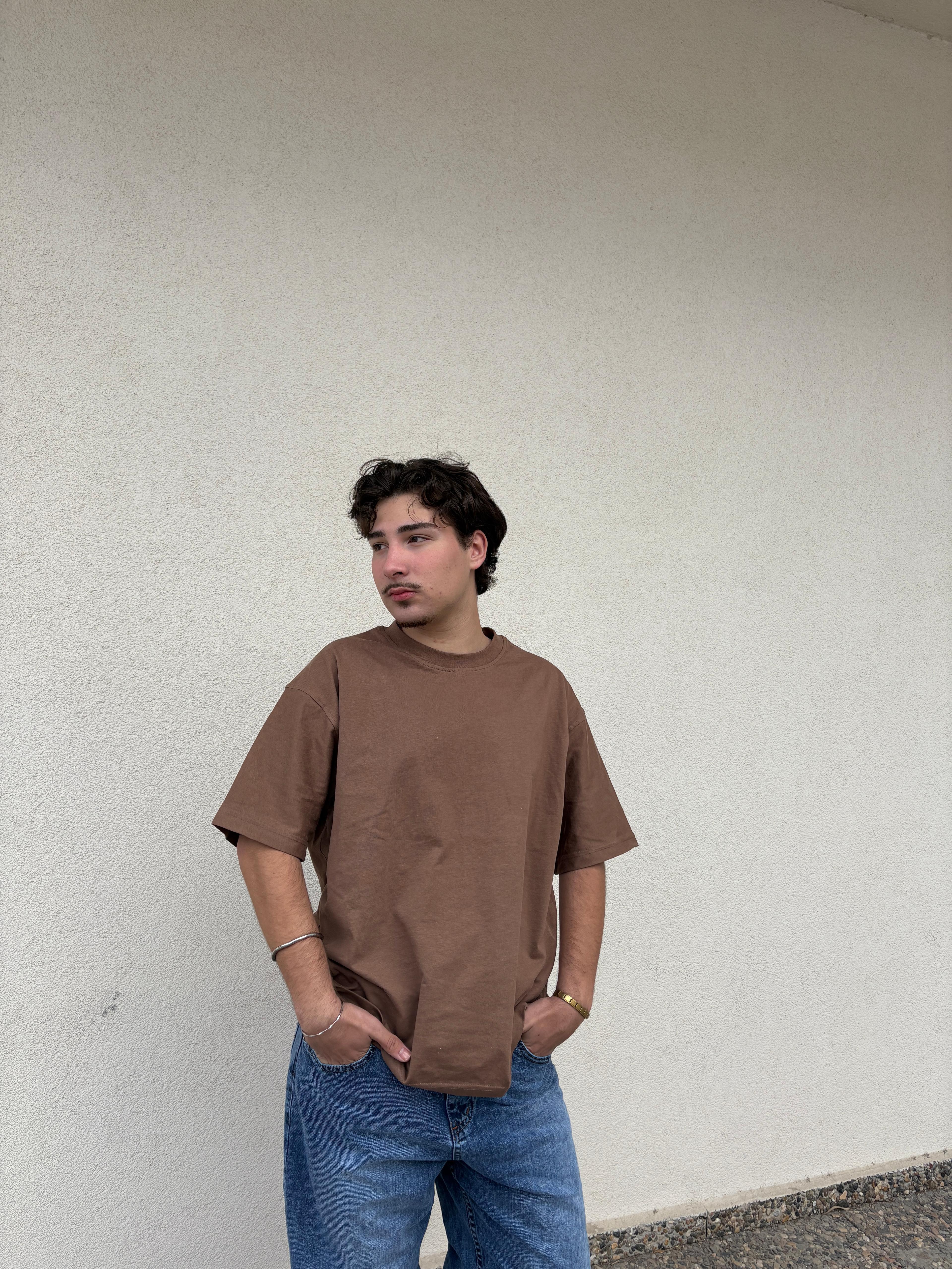 Brown Basic Heavyweight Oversize T-Shirt
