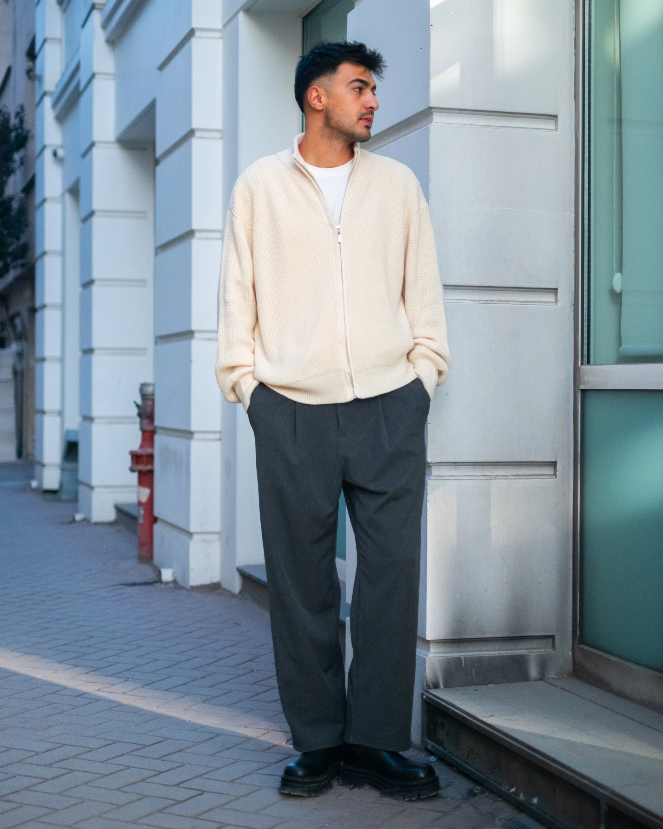 Koyu Gri Baggy Kumaş Pantolon Kışlık