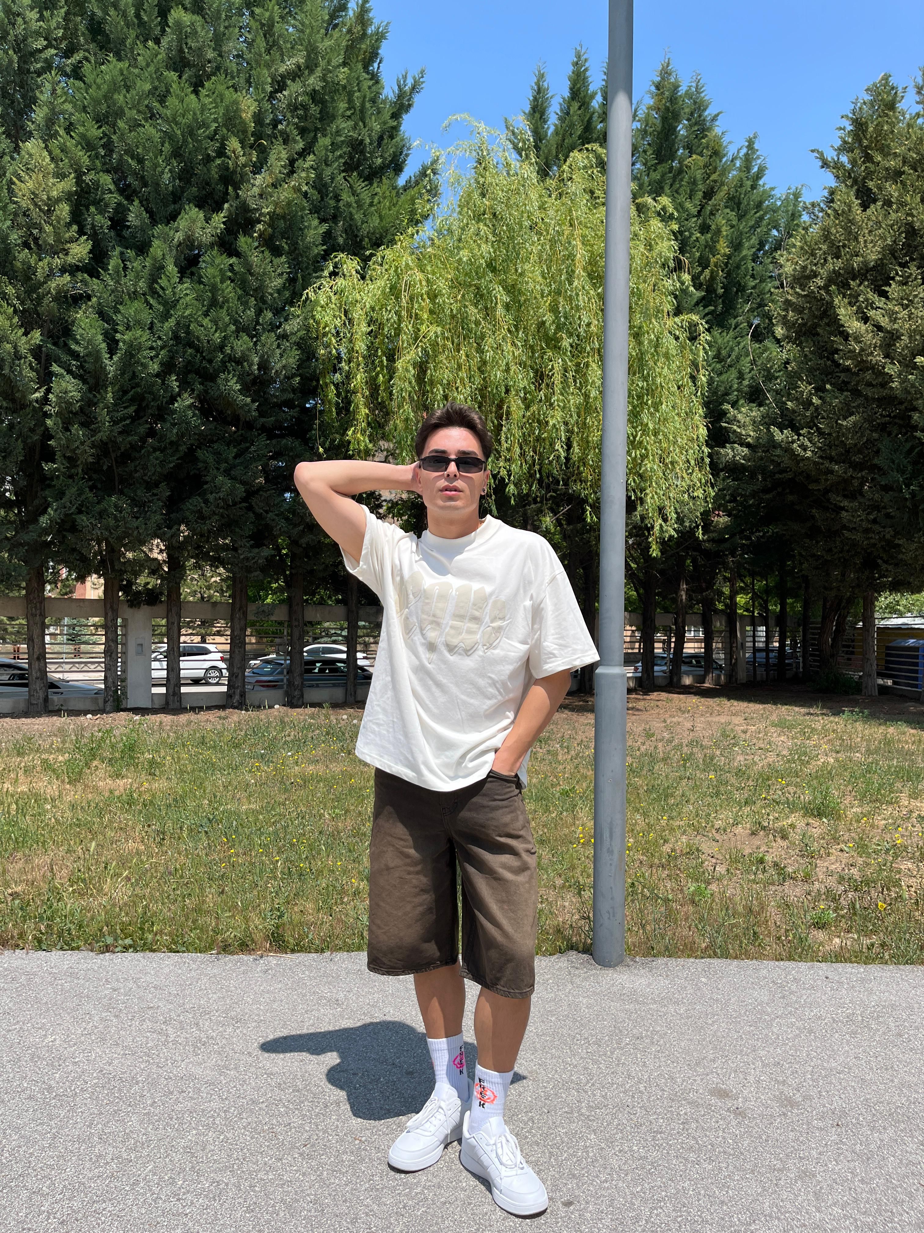 Brown Washed Baggy Short