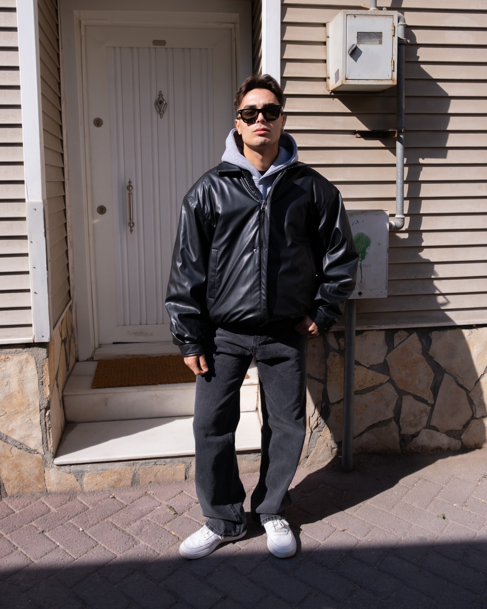 Oversize Bomber Deri Ceket