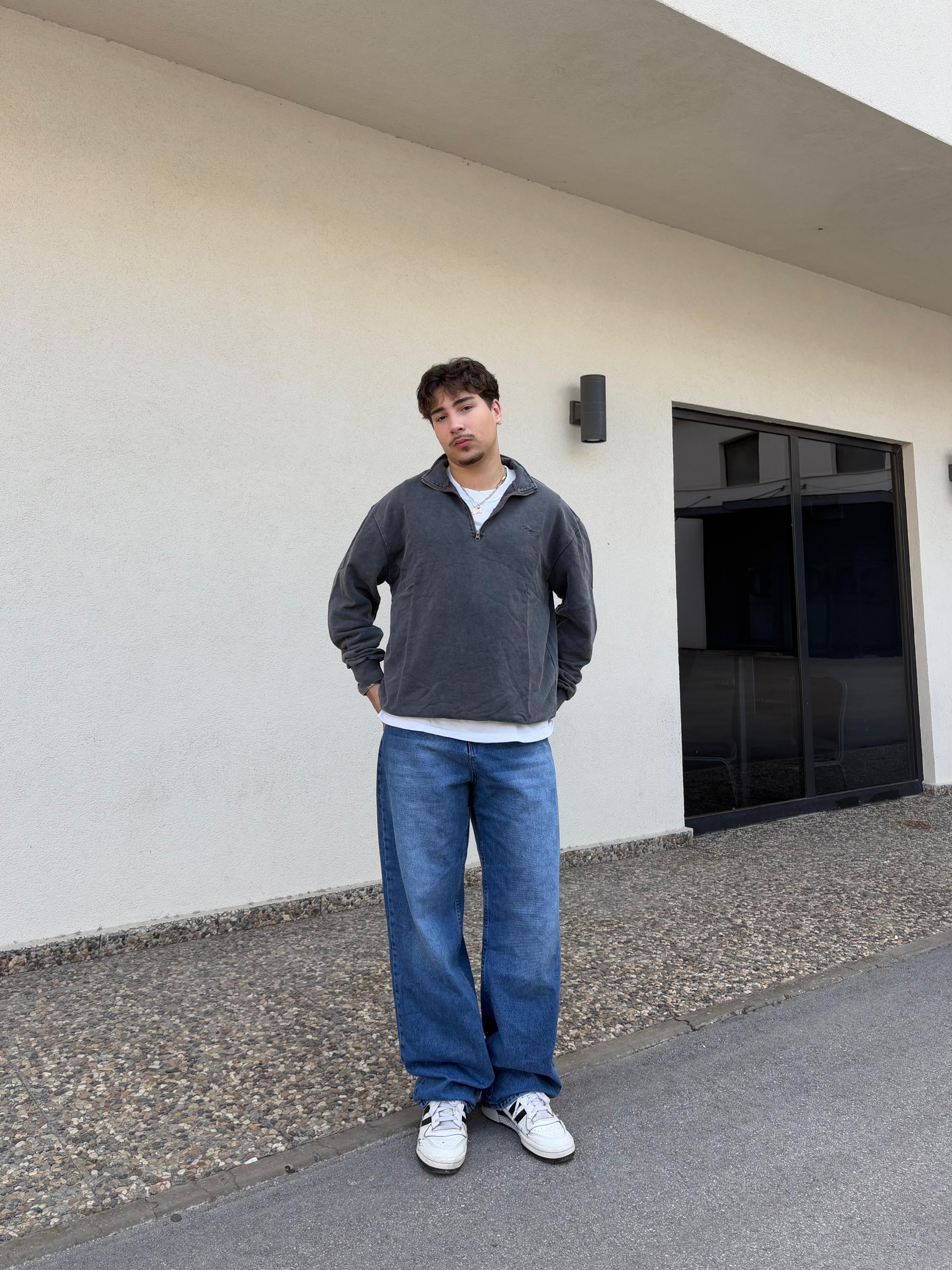 Quarter Zip Washed Sweatshirt