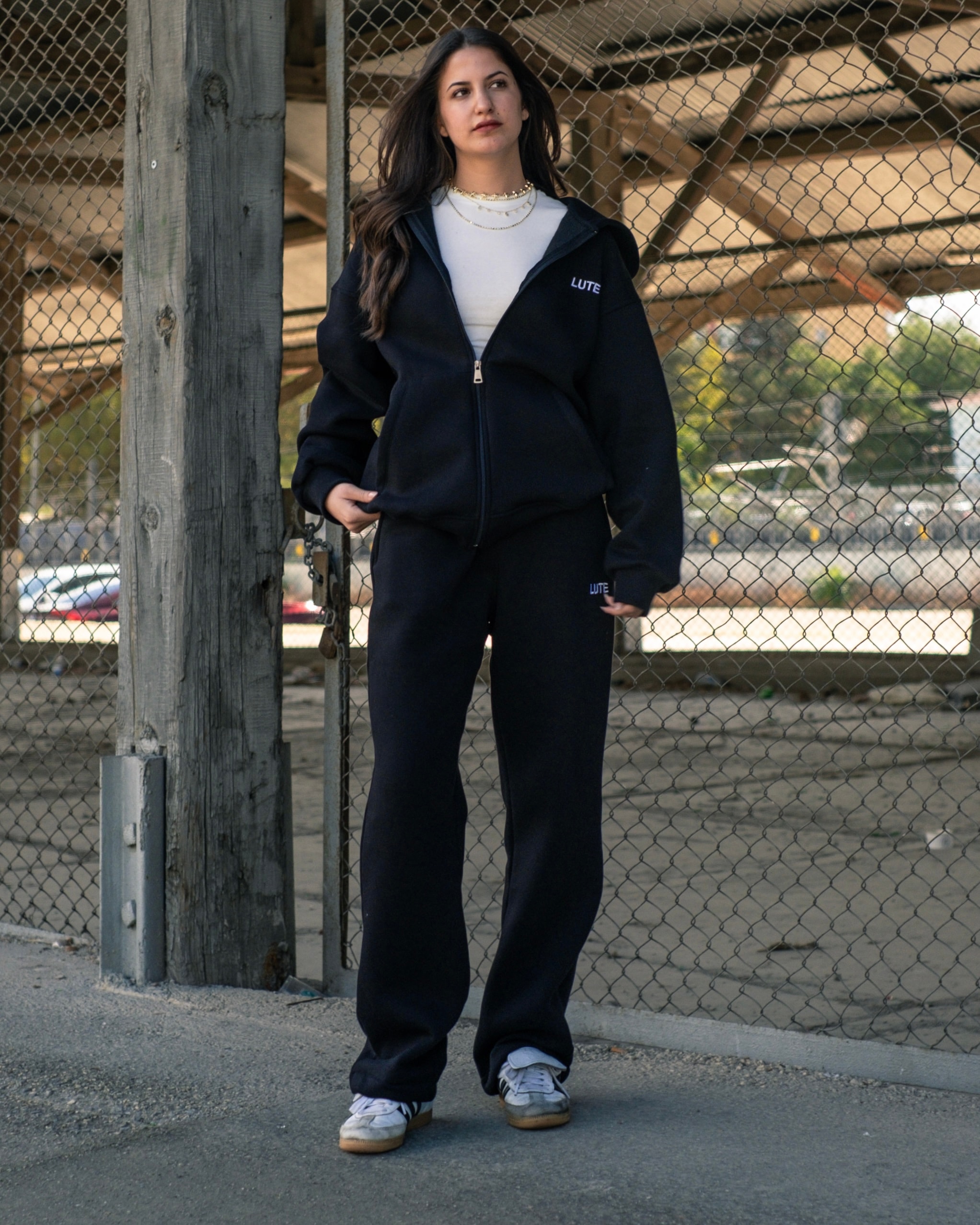 LUTE Siyah Premium Oversize Zip Hoodie