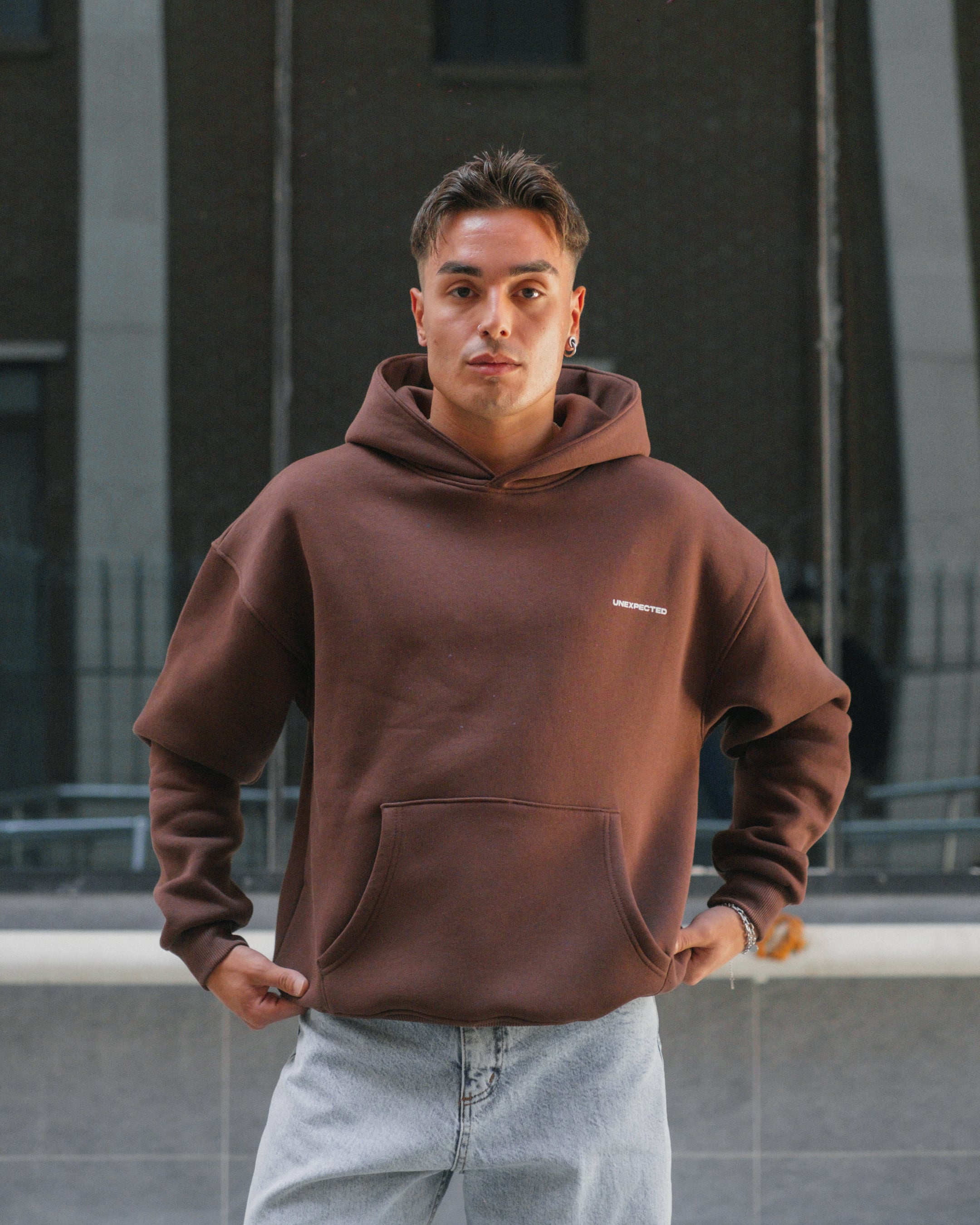 Unexpected Oversize Premium Hoodie - kahve