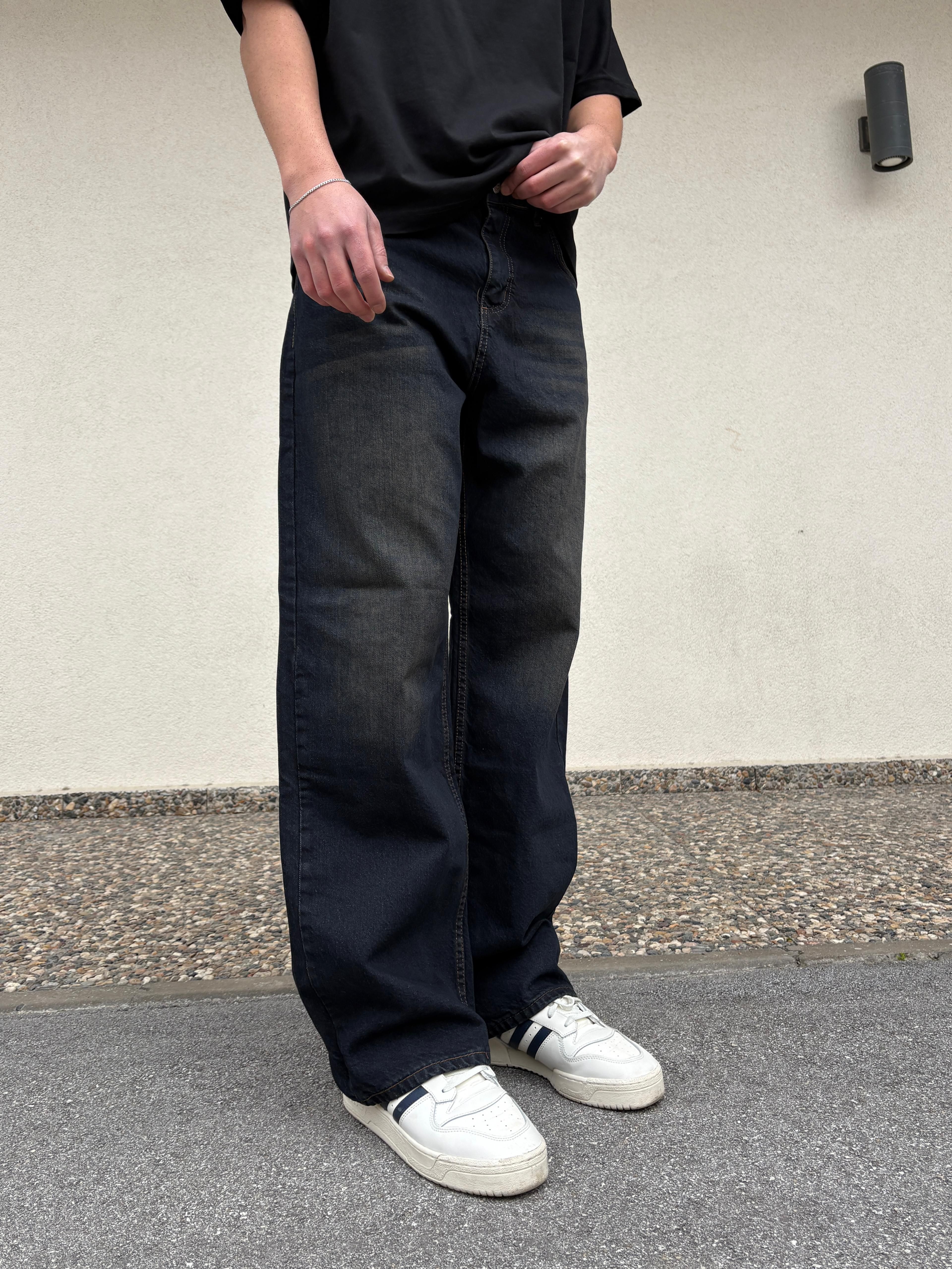 Dark Brown Wash Effect Baggy Jeans