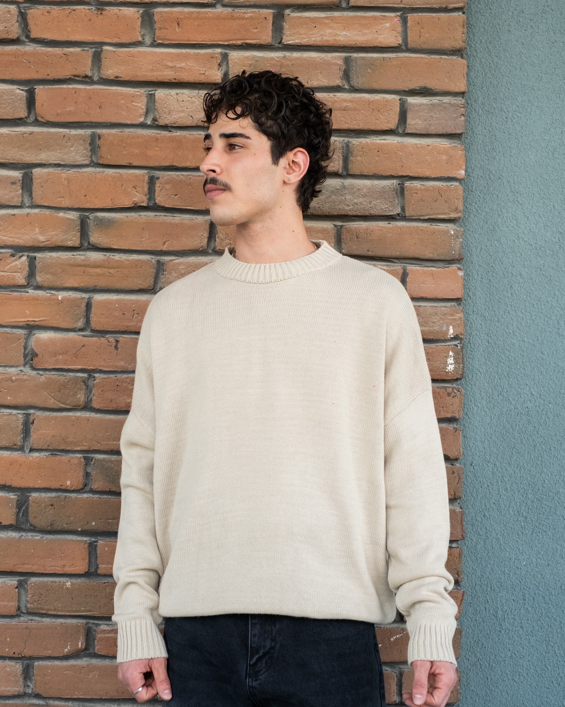 Bej Basic Oversize Triko