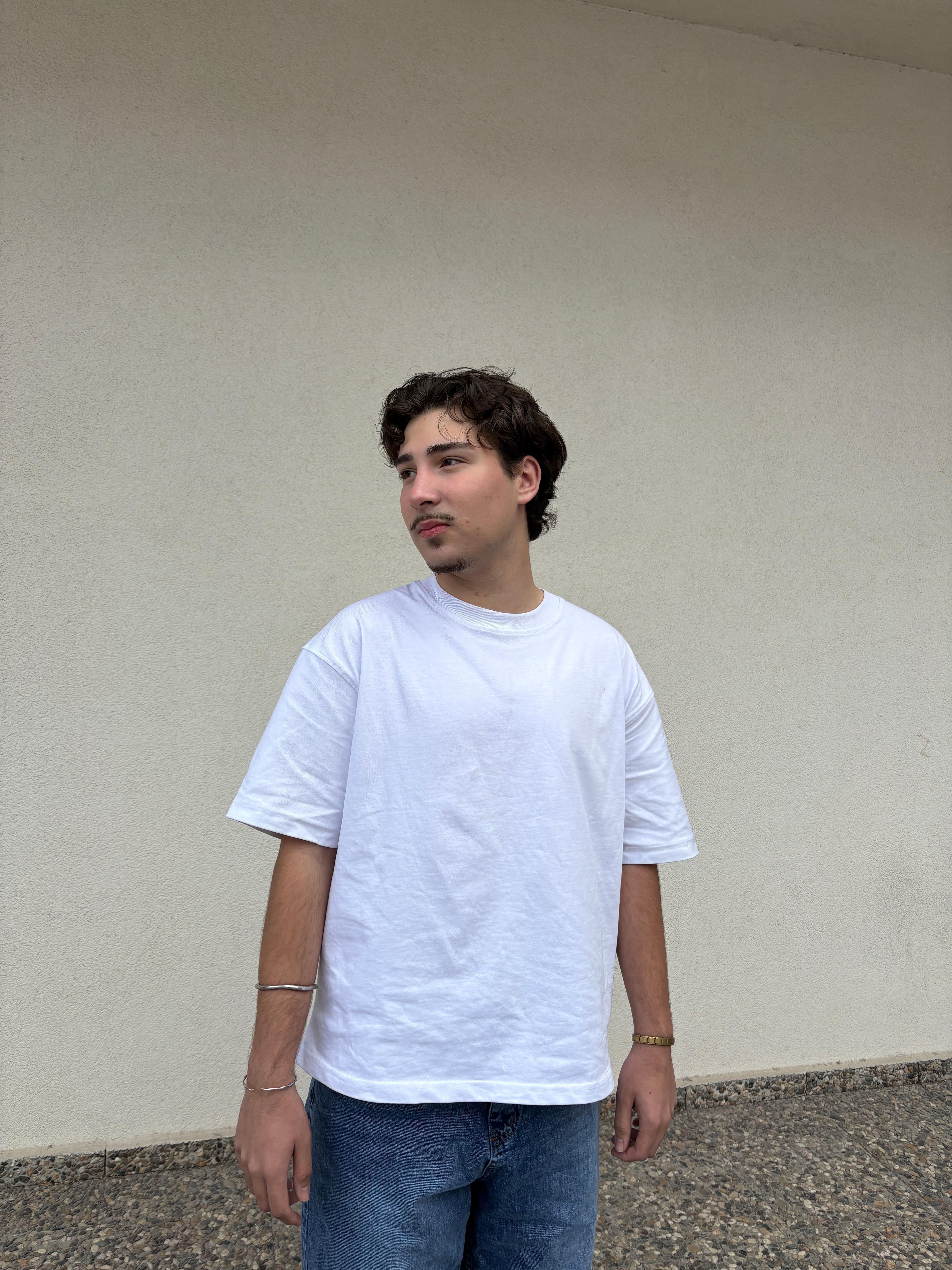 White Basic Heavyweight Basic T-Shirt