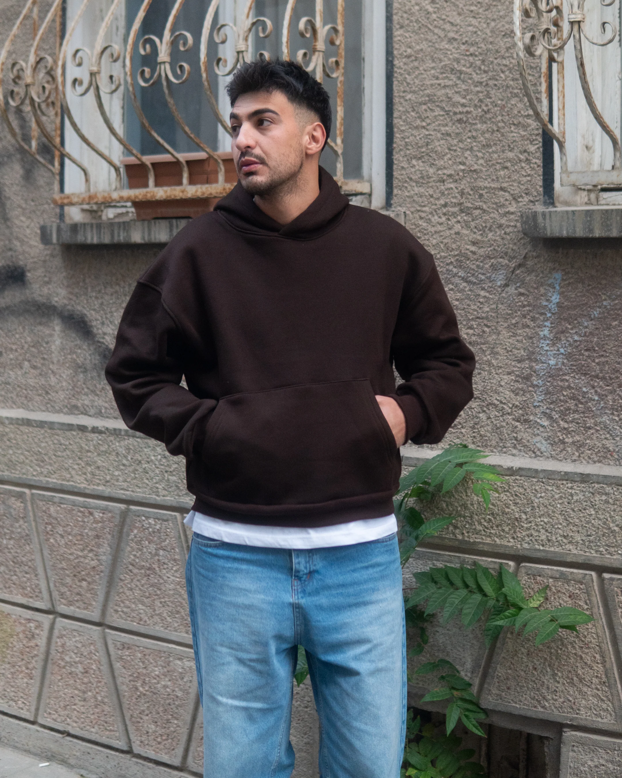 Kahve Basic Oversize Hoodie