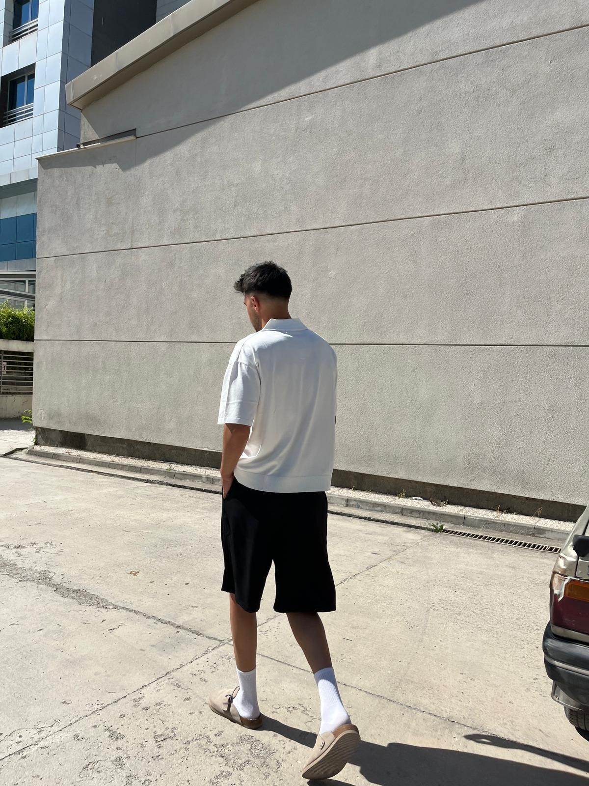 Siyah Unisex Baggy Kumaş Şort